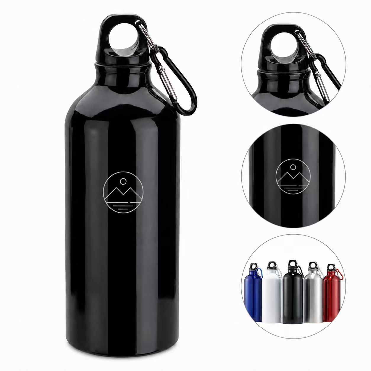 Aluminum Alloy Water Bottle With Carabiner — view 1