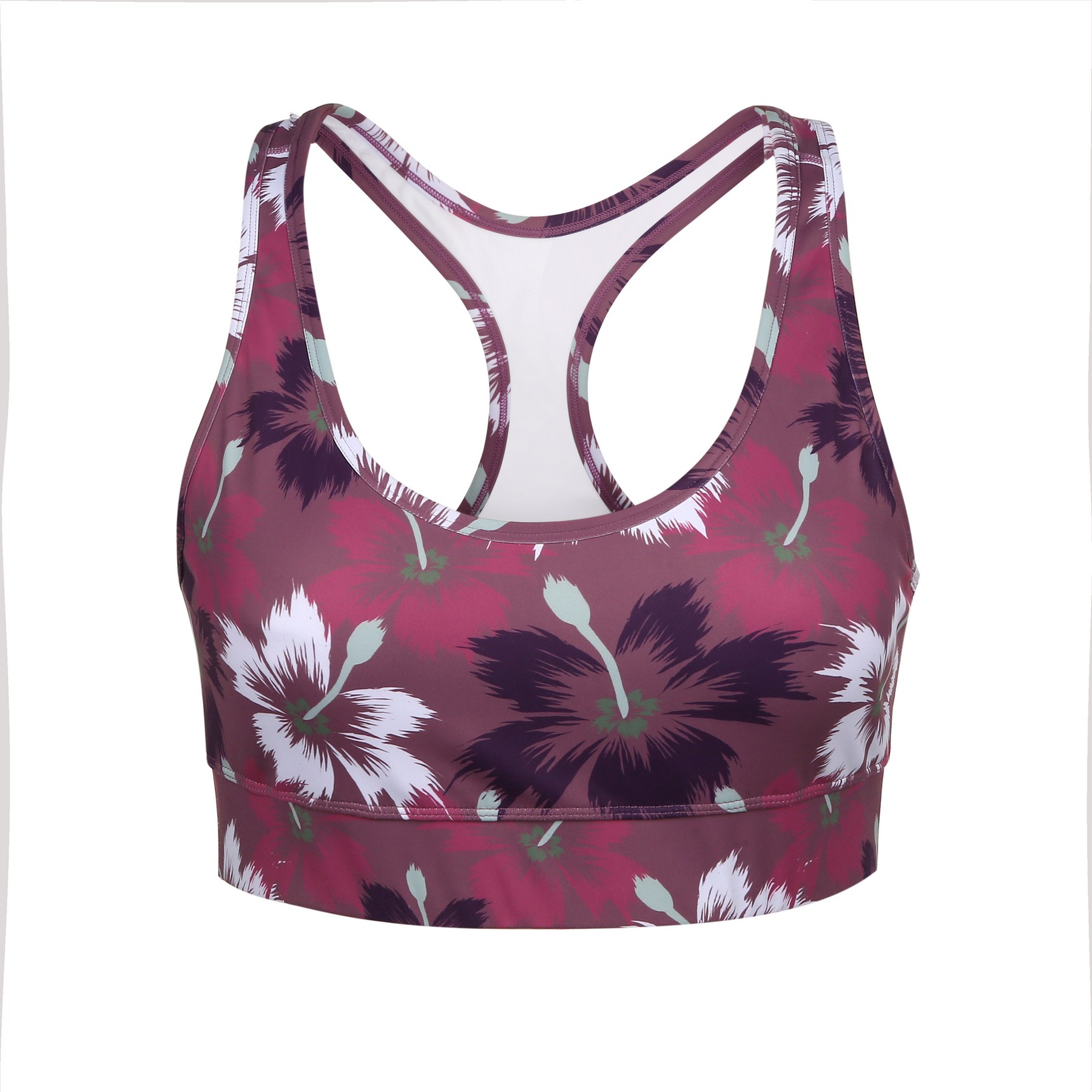 Polyester-Spandex Padded Racerback Sports Bra — view 2