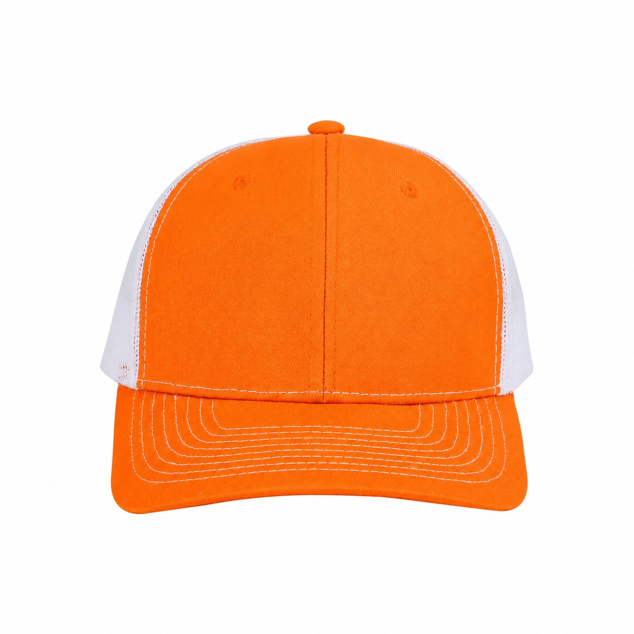 Cotton Adjustable Snapback Cap — Orange/White