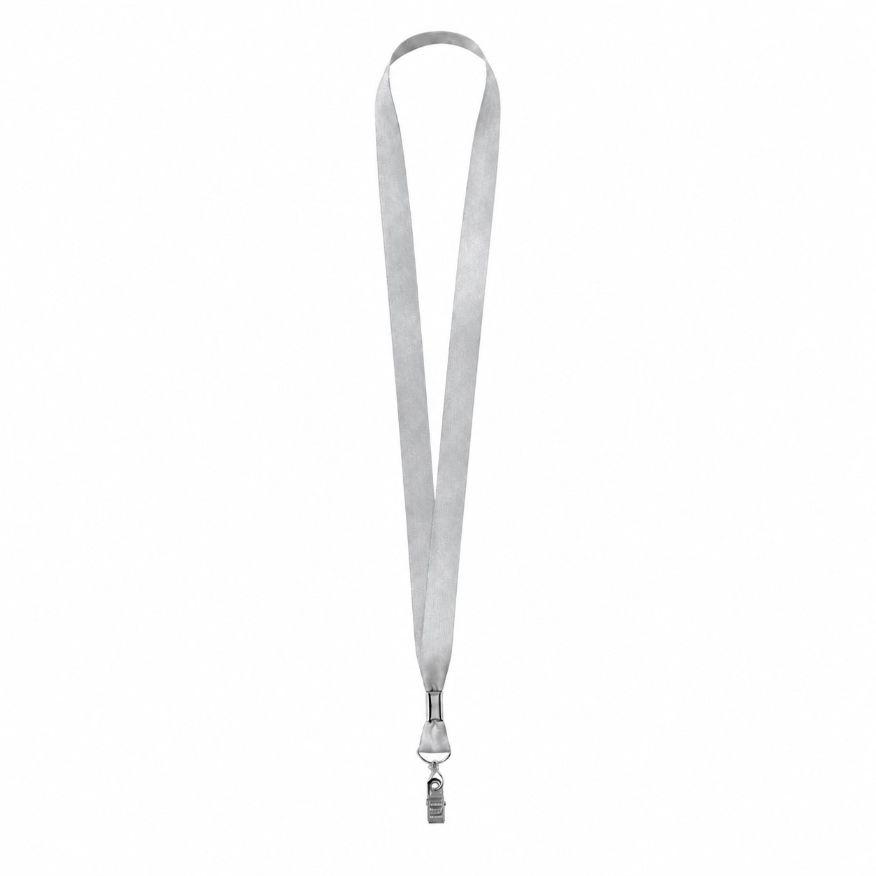 Polyester Lanyard With Bulldog Clip — Silver