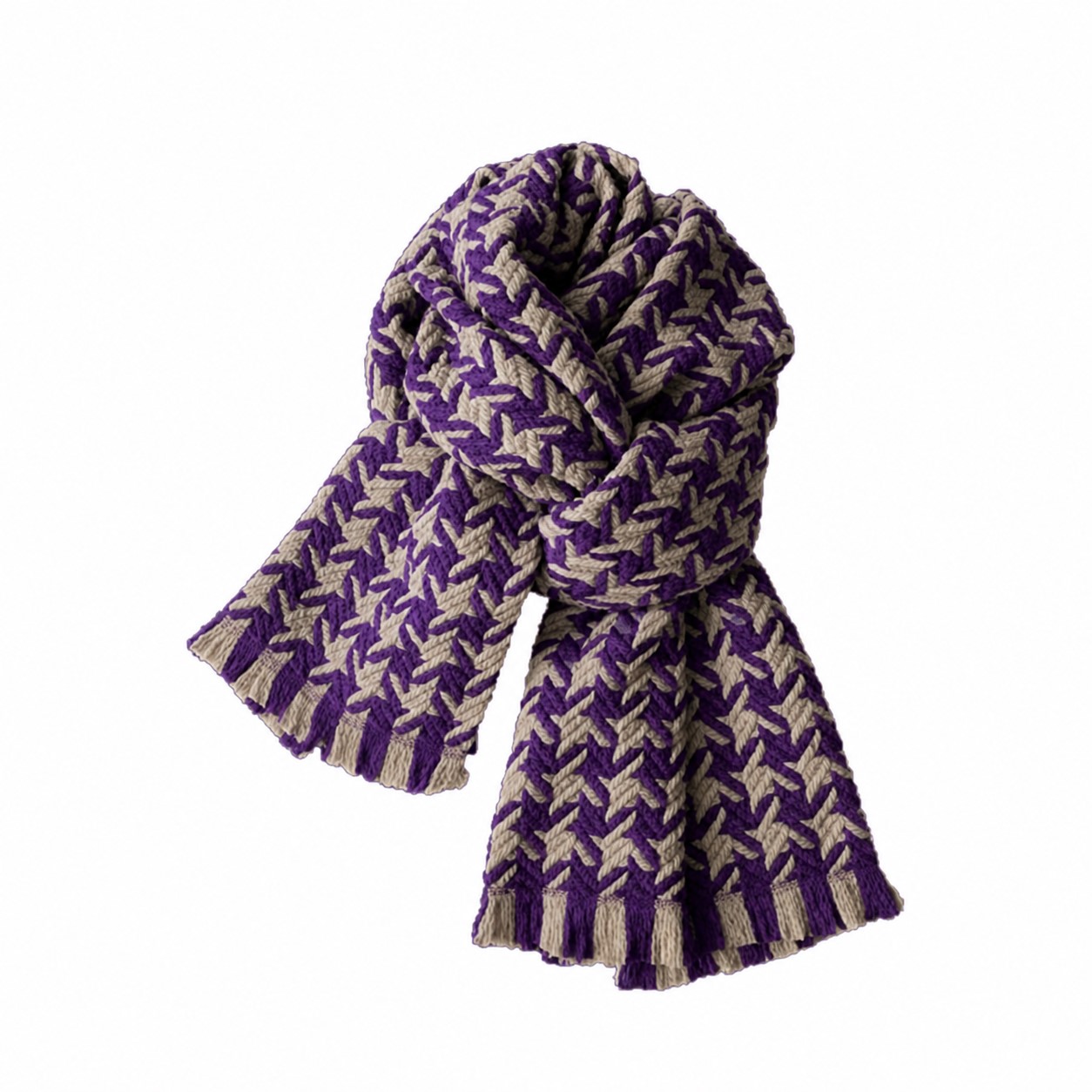 Braided Polyester Knitted Scarf — Purple