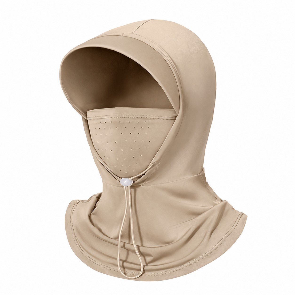 Ice Silk Visor Balaclava Hood — Khaki Beige