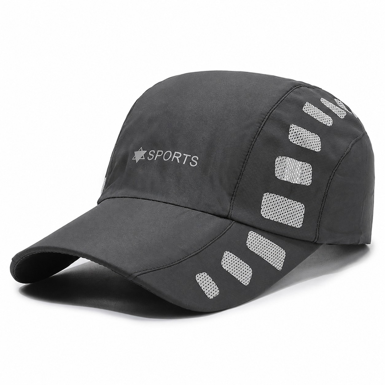 Vented Polyester Running Cap — Dark Gray