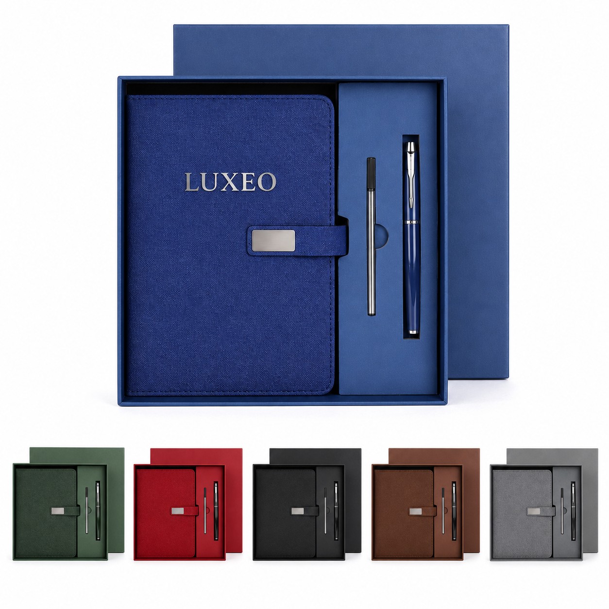Metal Pen And A5 Leather Journal Set