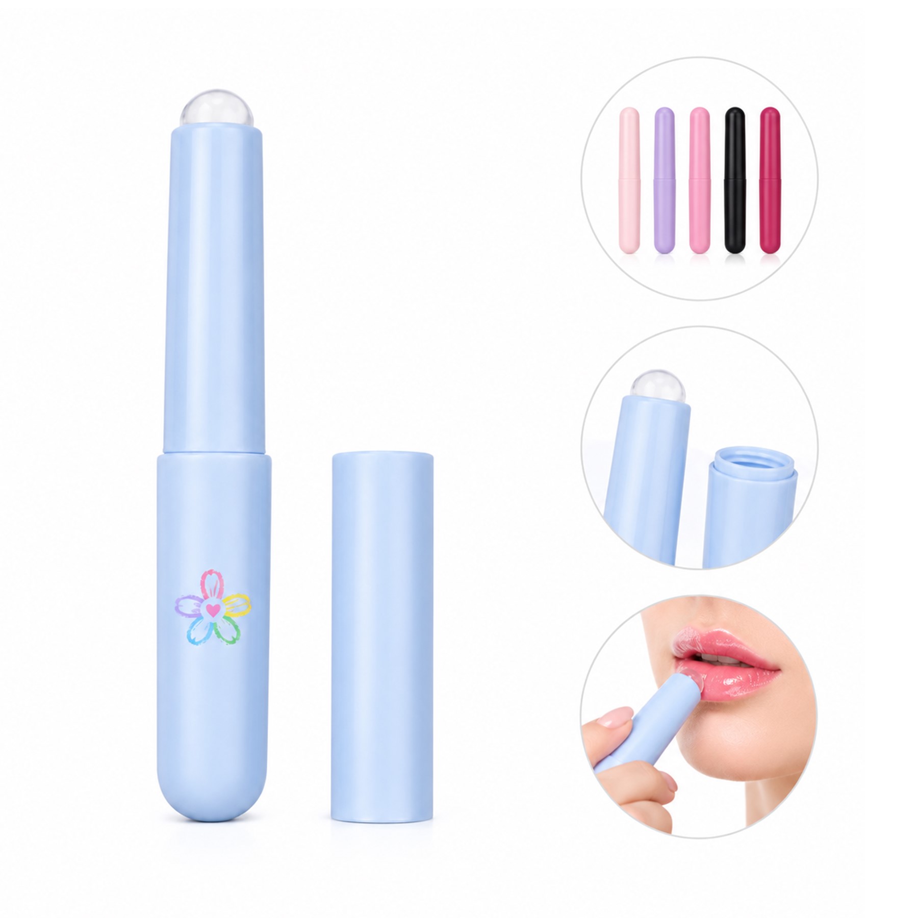 Rounded Silicone Lip Applicator With Cap