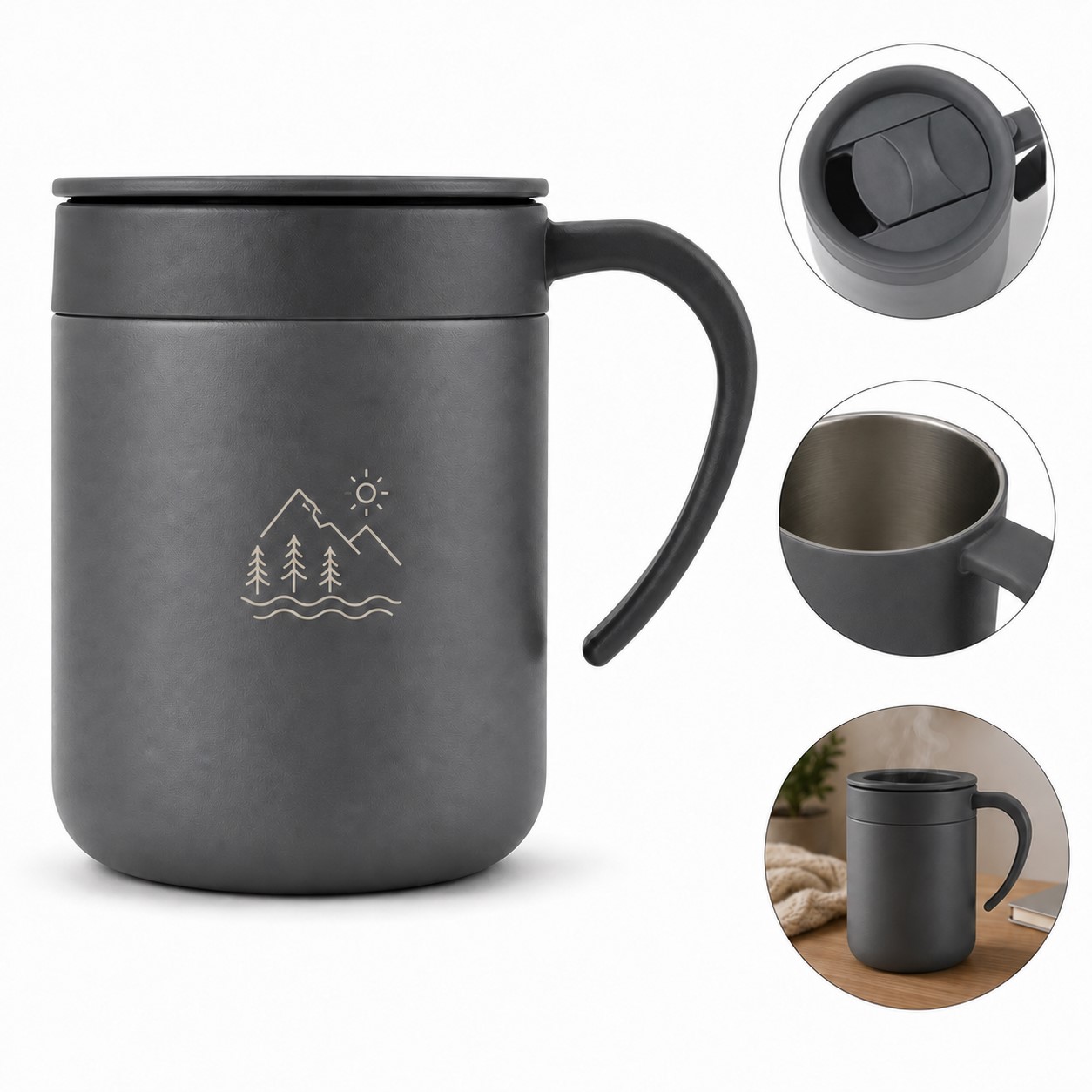 Handled Stainless Steel Beverage Tumbler