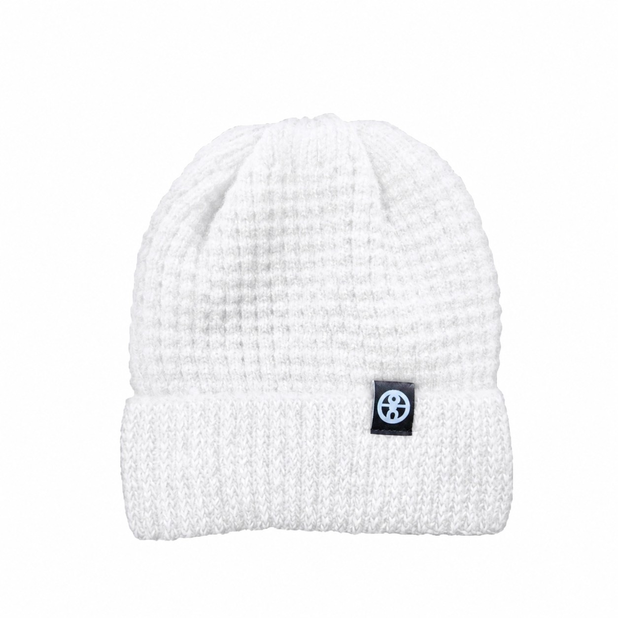 Knit Polyester Cuff Beanie Hat — White