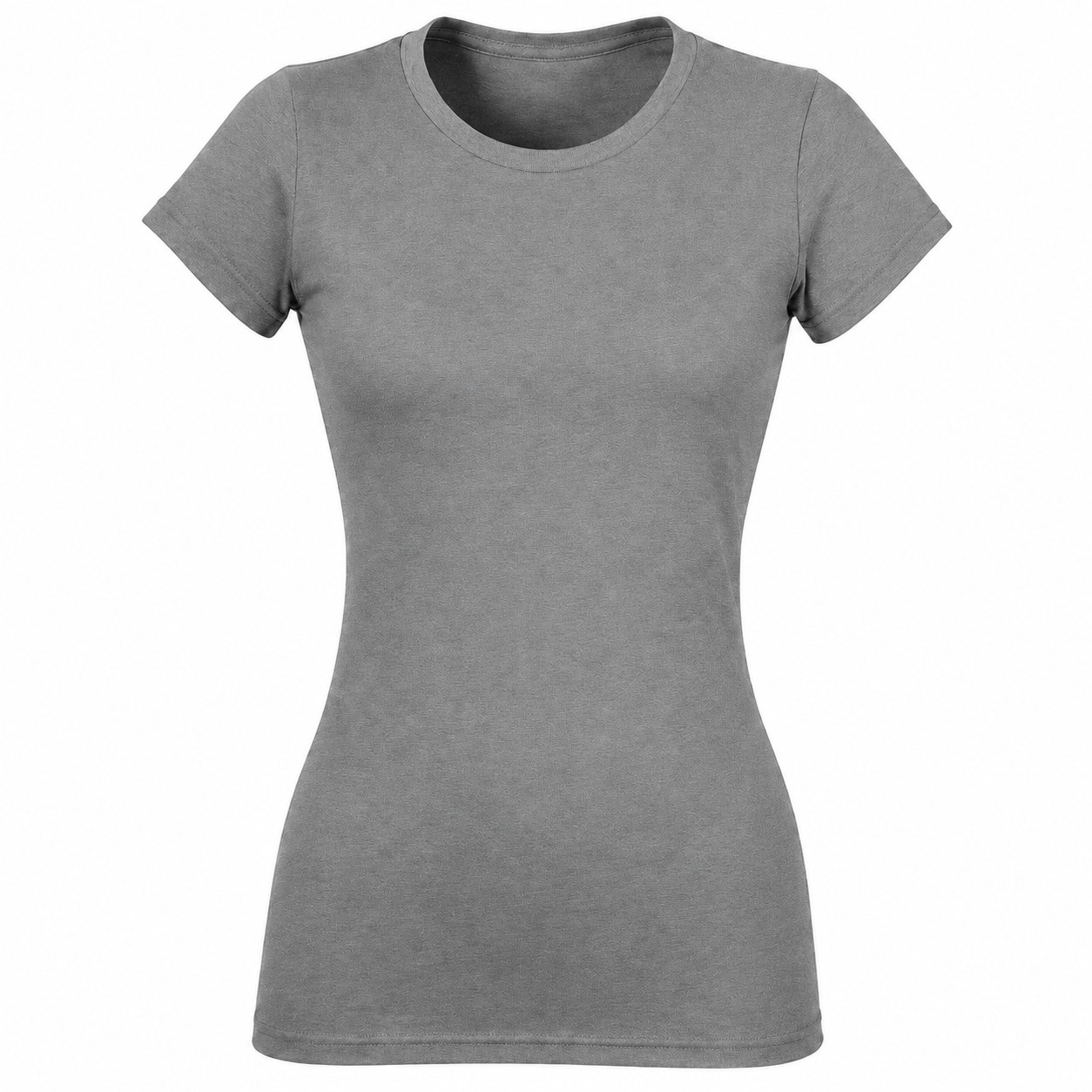 Fitted Ladies Cotton Crewneck Tee — Gray