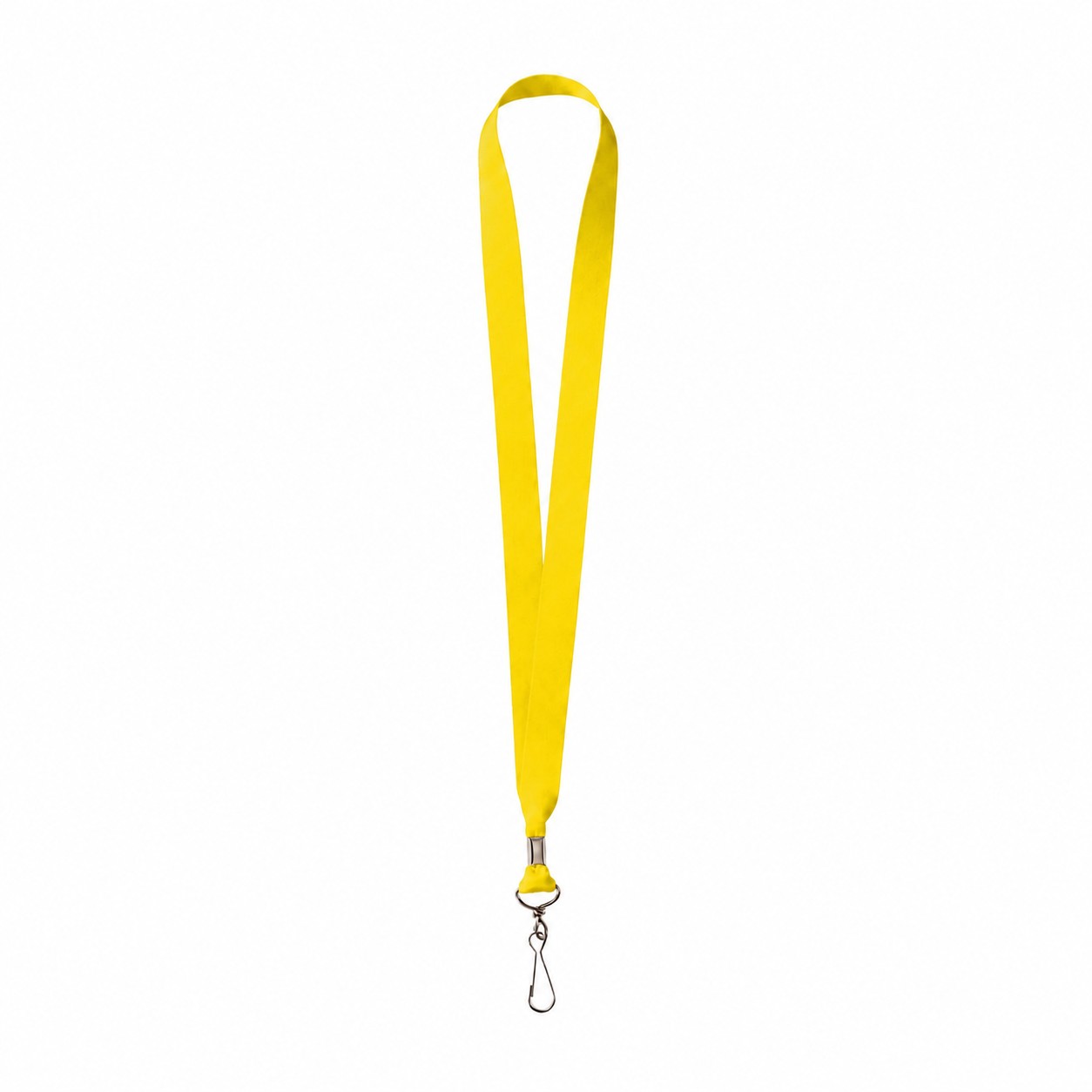 Metal Crimp Polyester Satin Lanyard — Yellow