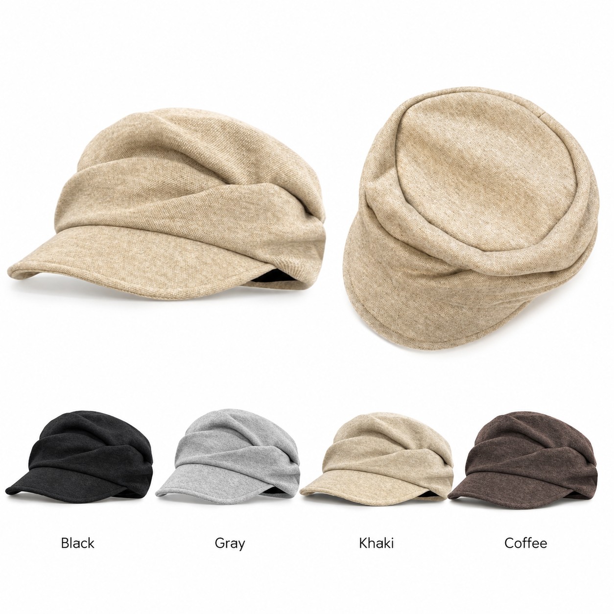 Polyester Octagonal Newsboy Beret Cap