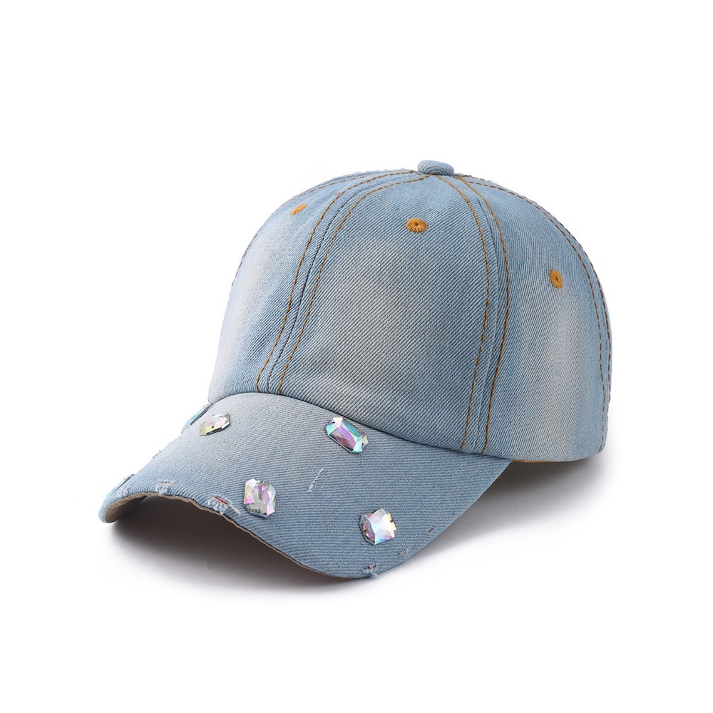 Jeweled Polyester Denim Look Baseball Cap — view 2
