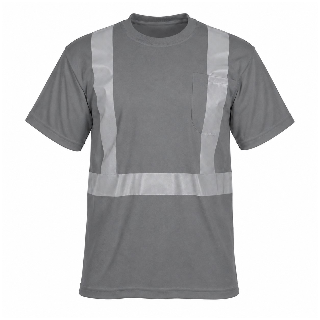 Reflective Pocket Polyester Safety Shirt — Gray