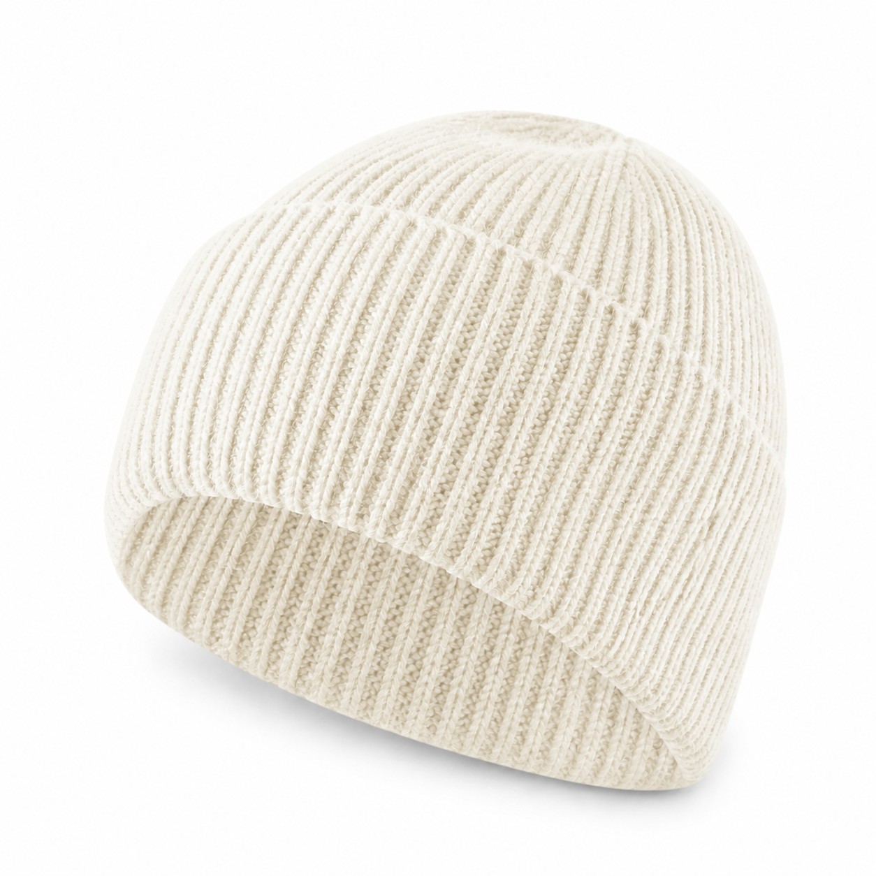 Fold Cuff Cashmere Beanie — Off White