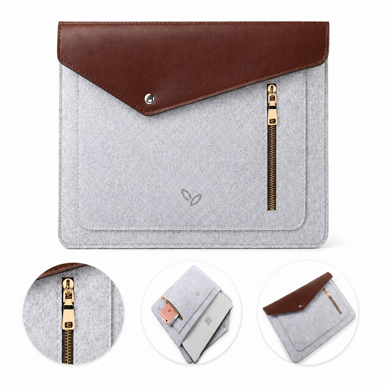 Laptop Felt Sleeve With Zippered Front Pocket