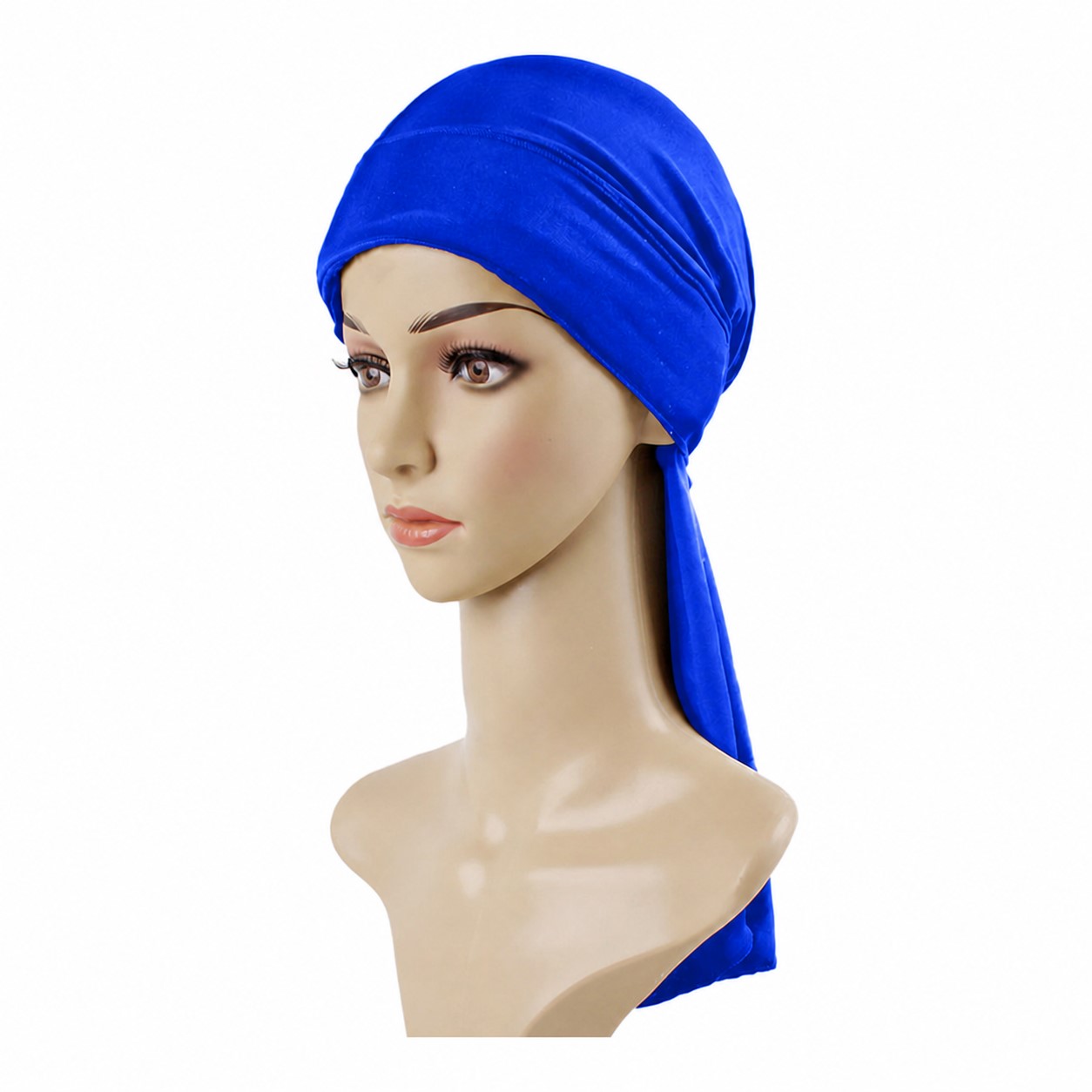 Polyester Drawstring Hair Turban — Royal Blue