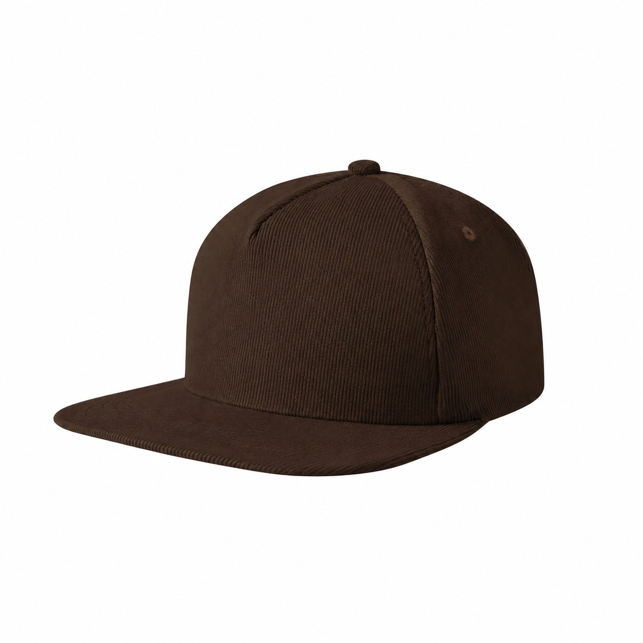 Corduroy Snapback Closure Cap — Chocolate Brown