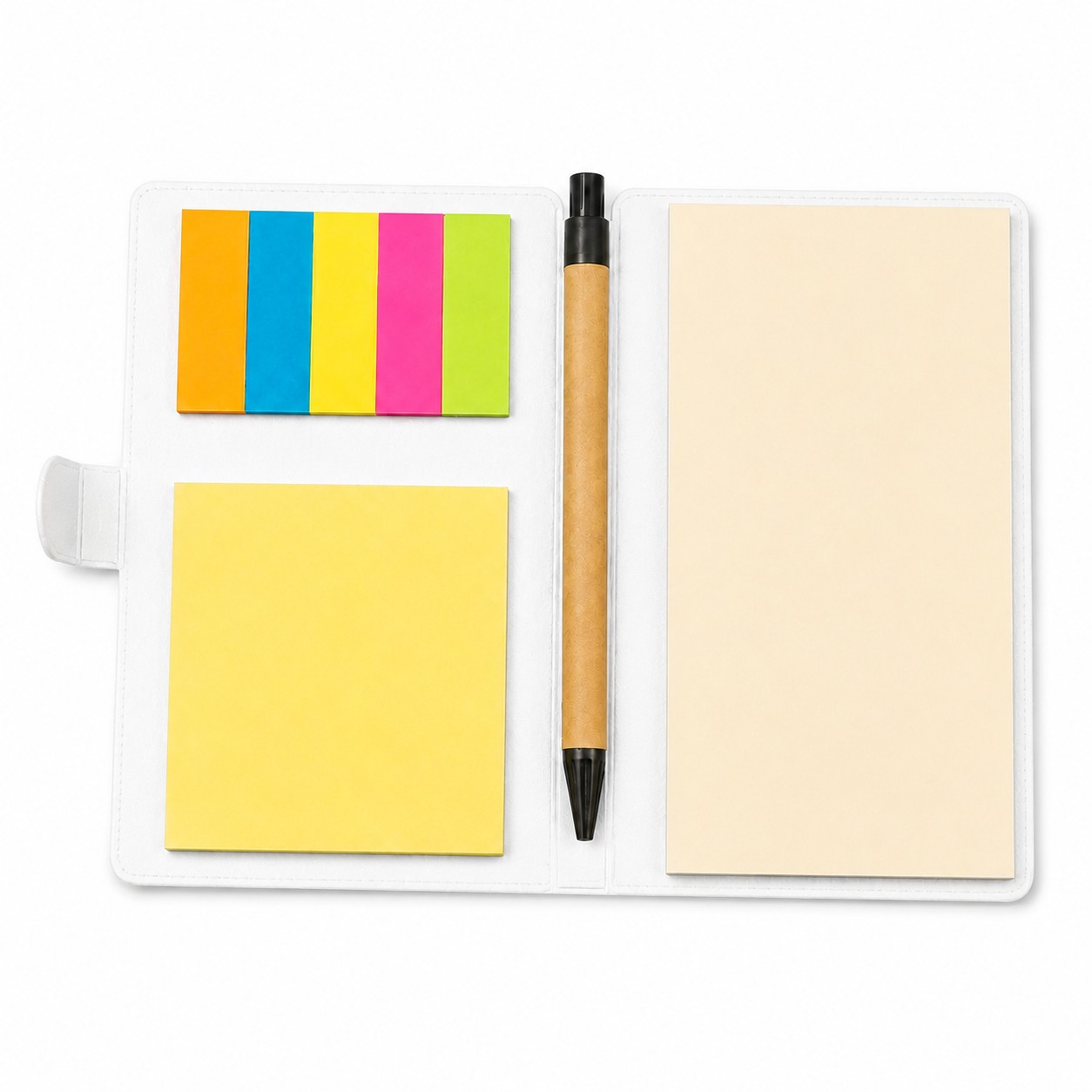 Compact Recycled Paper Snap Notepad — White