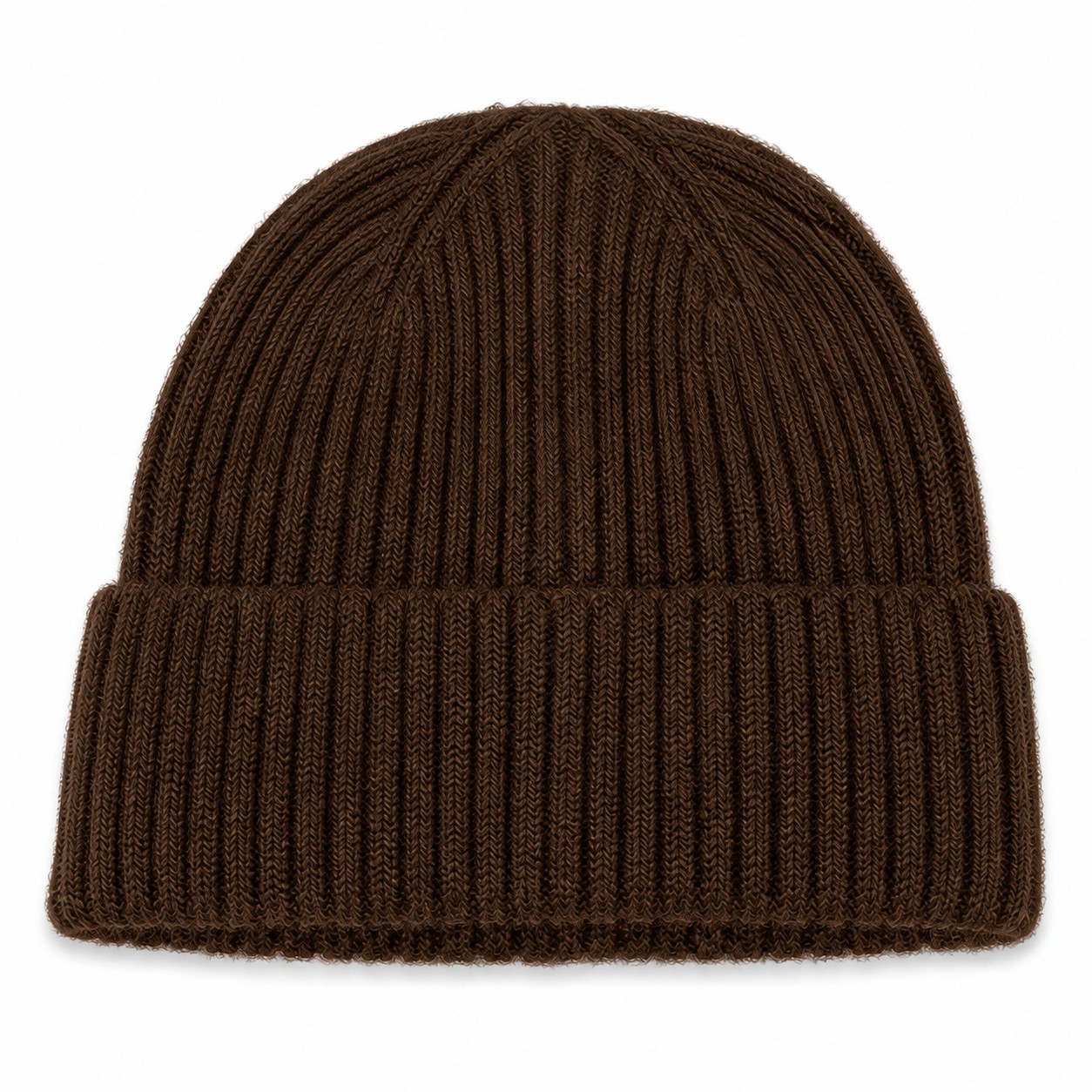 Cashmere Rib Knit Beanie — Brown