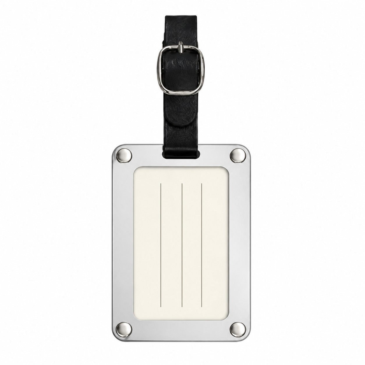 Slim Metal Luggage Tag With Leather Strap — view 2