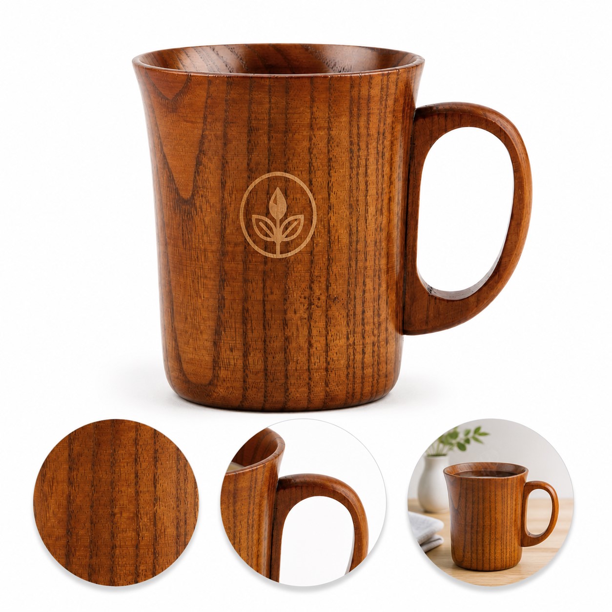 Handmade 9 Oz Wood Beverage Mug