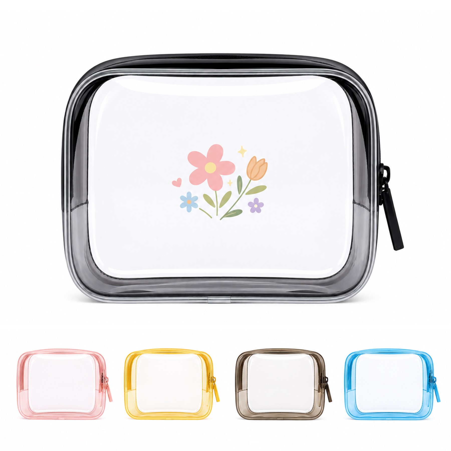 Transparent PVC Zippered Cosmetic Organizer Bag