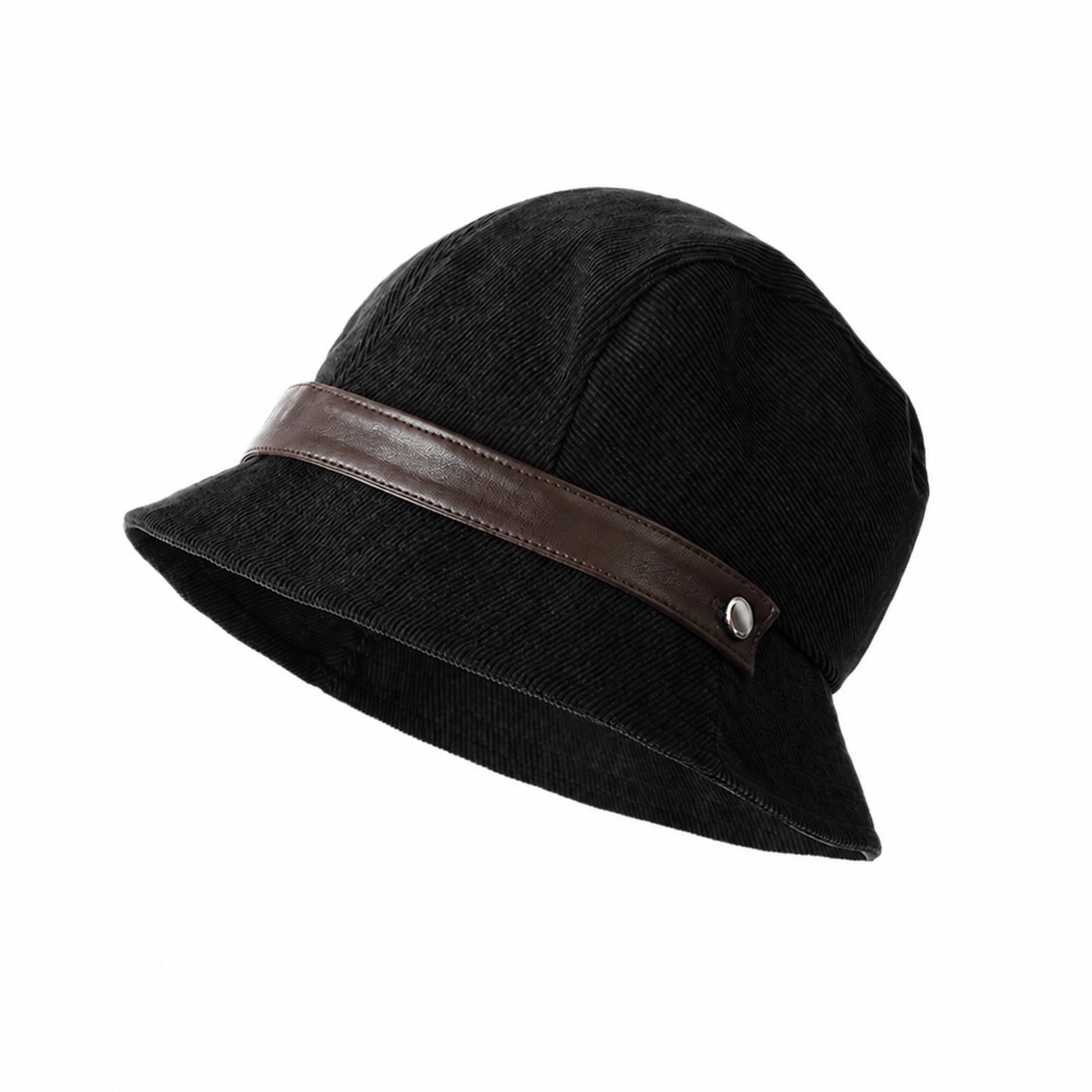 Corduroy Riding Fisherman Cap — Black