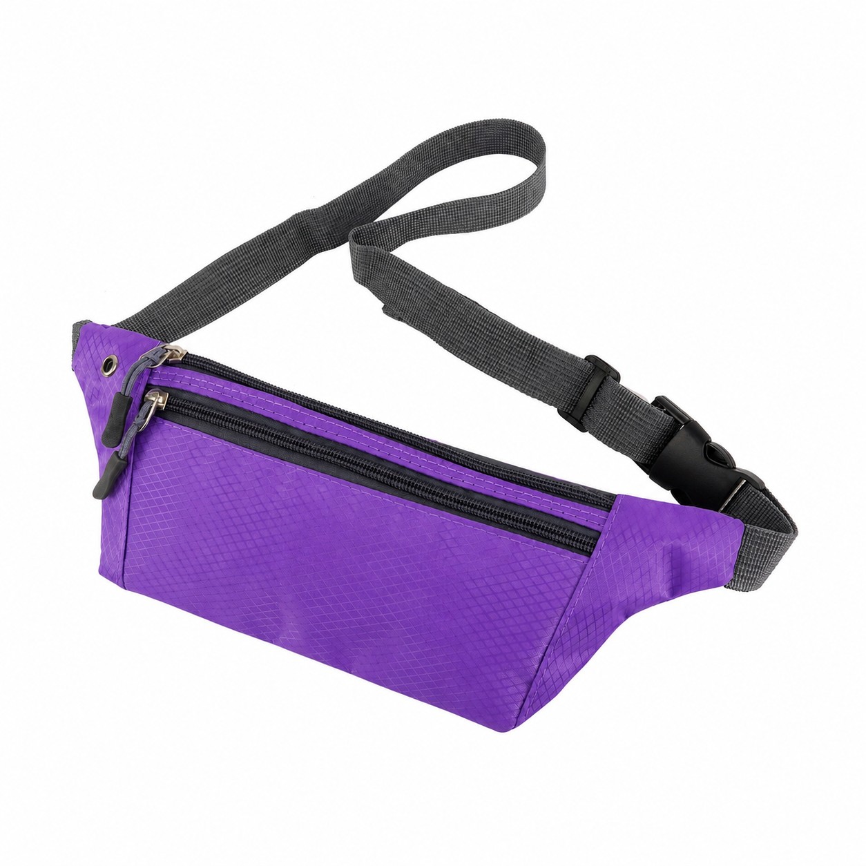 420D Polyester Zippered Fanny Pack — Purple