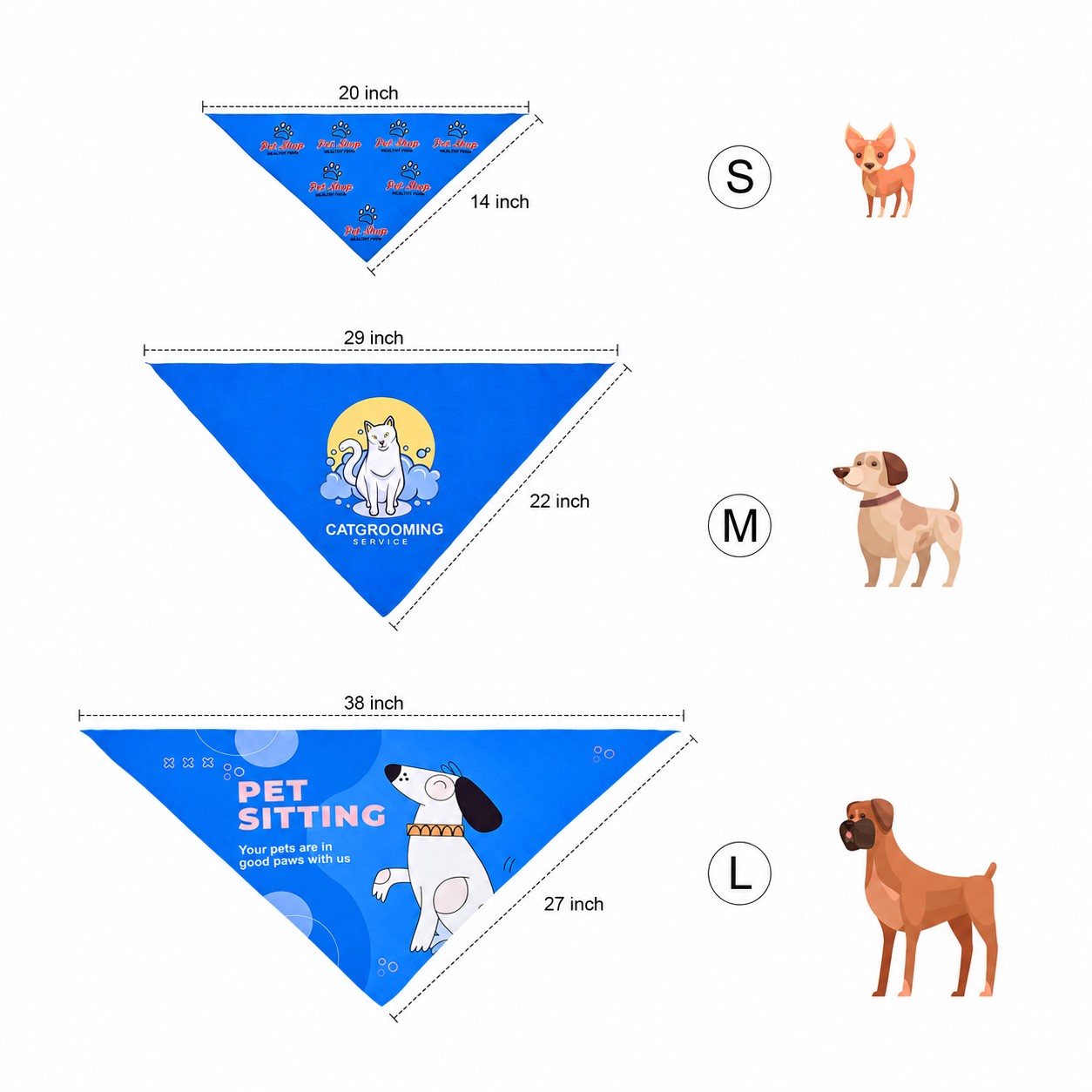 Washable Pet Triangle Bandanna — Blue