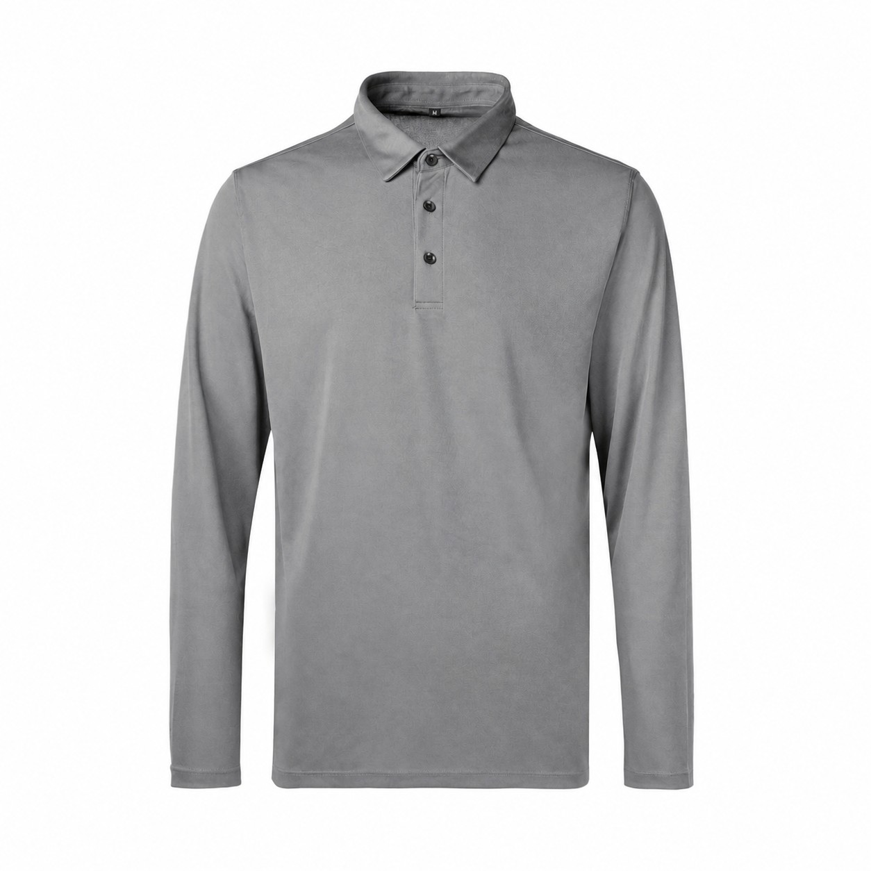 Men's Long Sleeve Micro Pique Polo Shirt — Gray