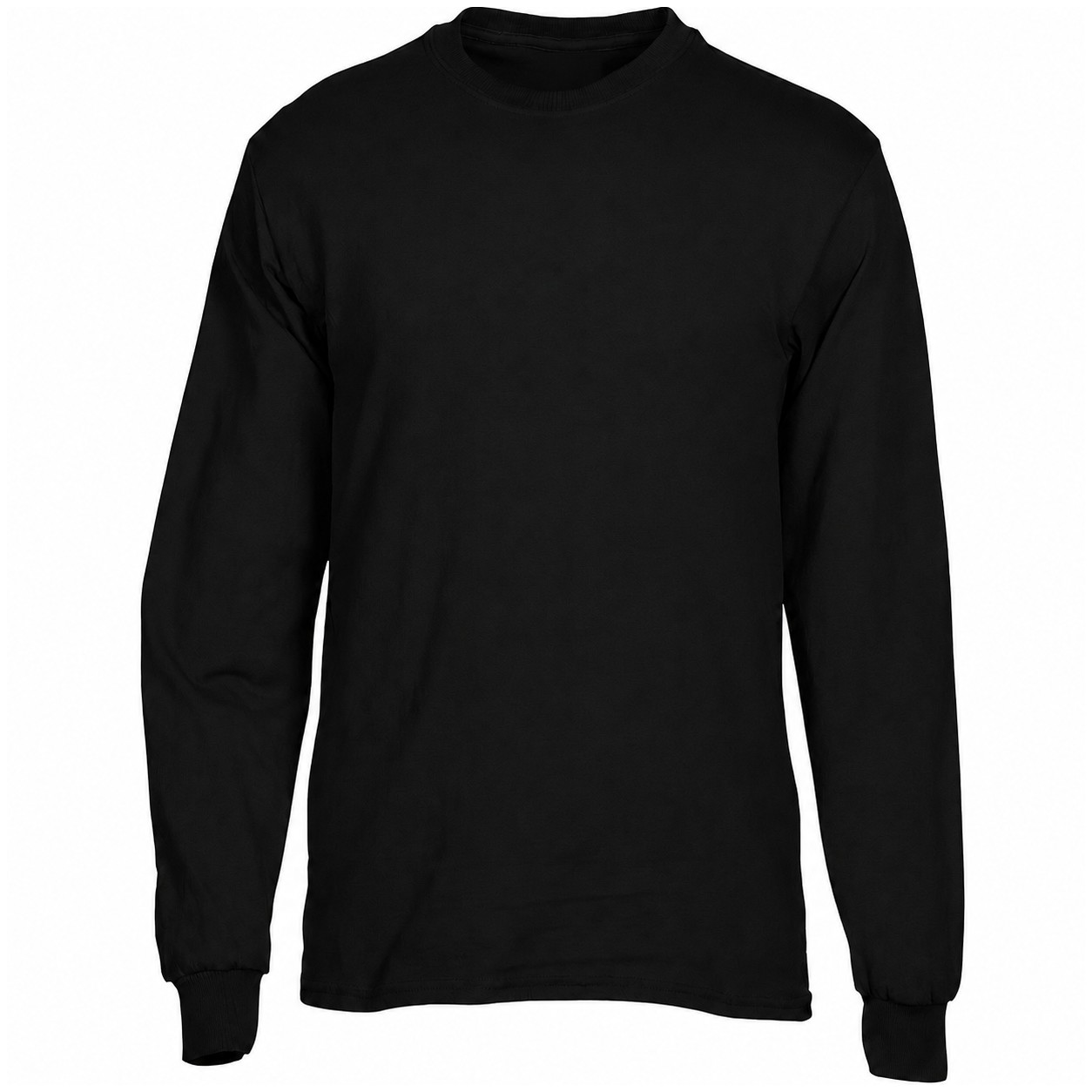 Cotton Long Sleeve Crewneck Shirt — Black