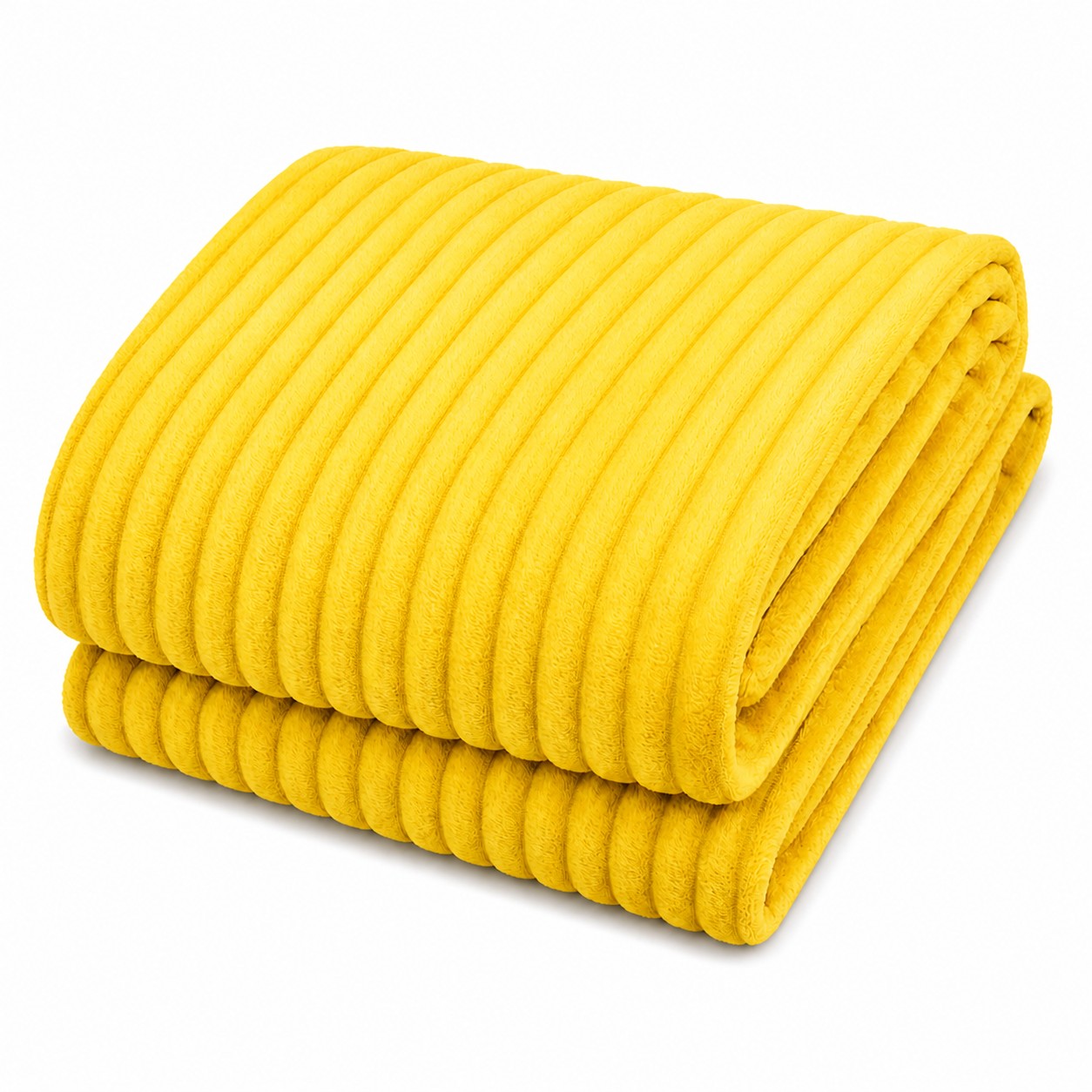 Ribbed Cashmere Flannel Blanket — Yellow