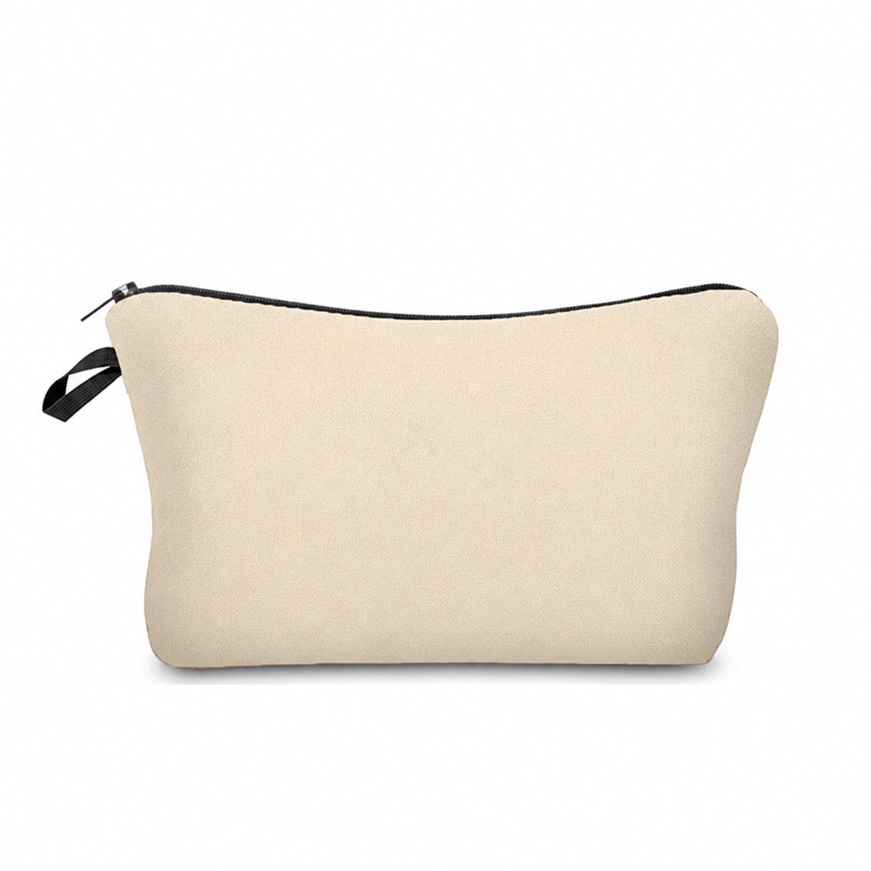Polyester Cosmetic Travel Zipper Pouch — Beige