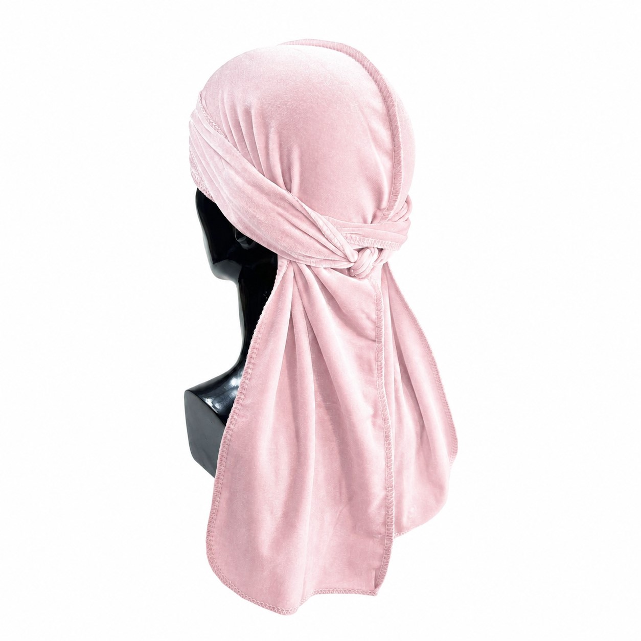 Velvet Long Tail Durag Headwrap — Light Pink