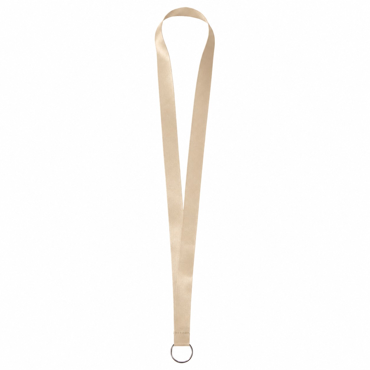Satin Polyester Split Ring Lanyard — Beige