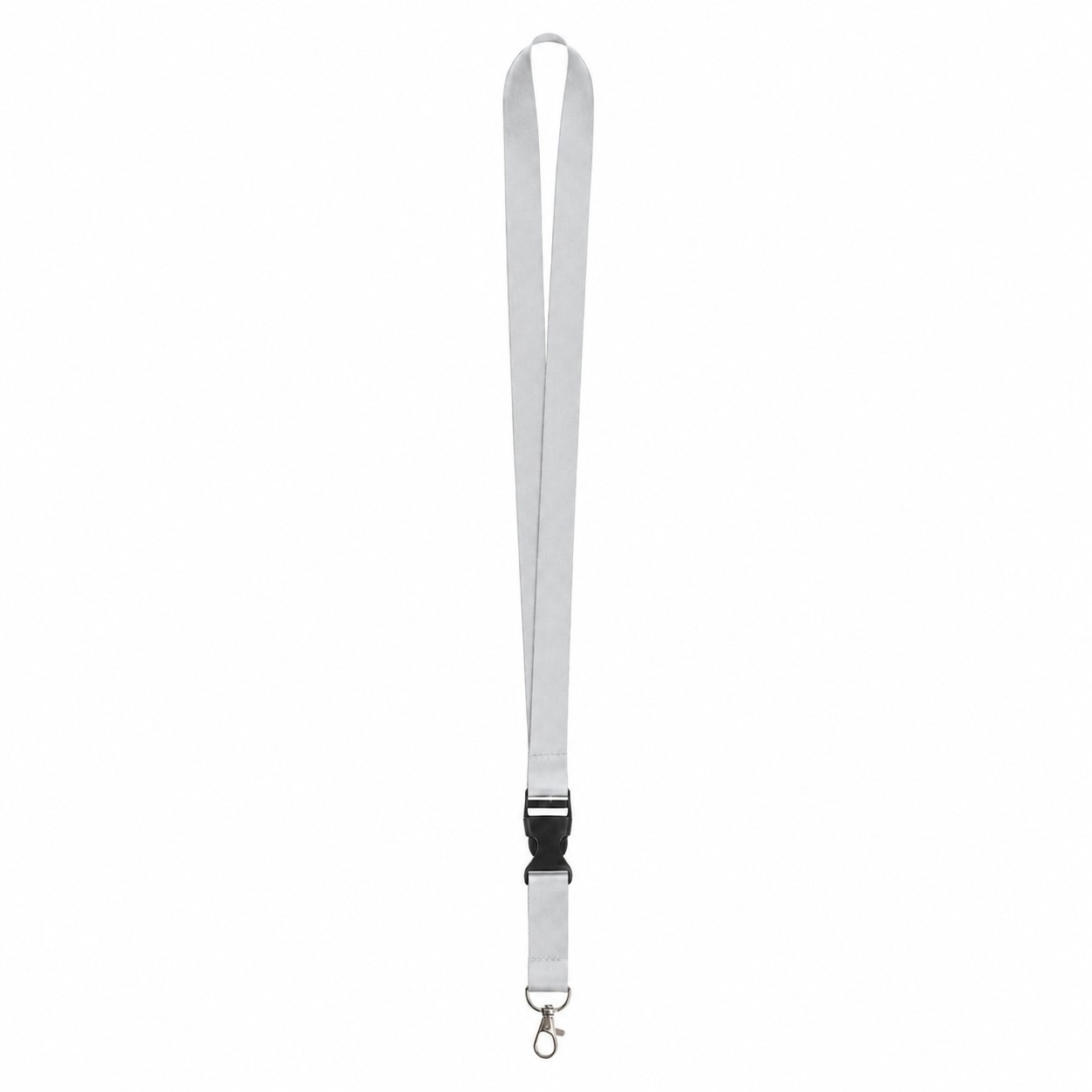 Polyester Badge Lanyard With Attachment Options — Silver