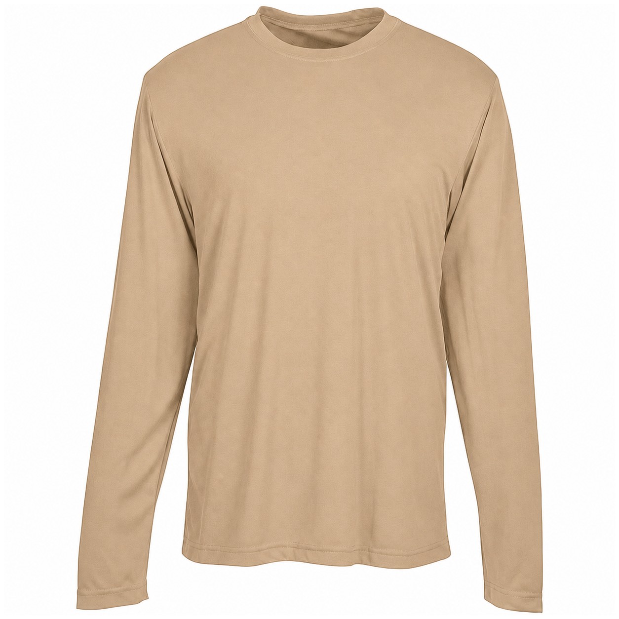 Polyester Long Sleeve Team Shirt — Tan Beige