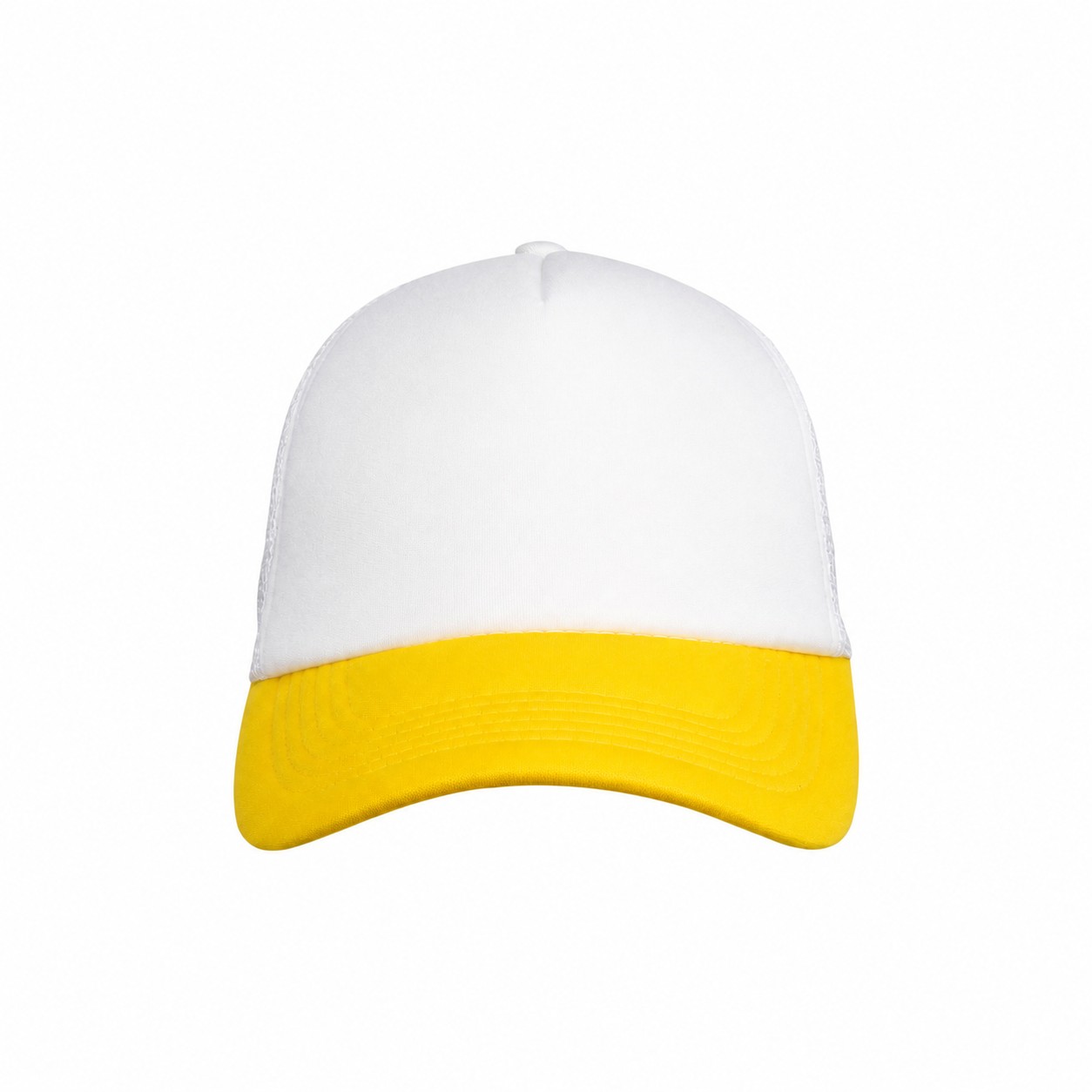 22.8-Inch Five-Panel Foam Trucker Cap — White/Yellow