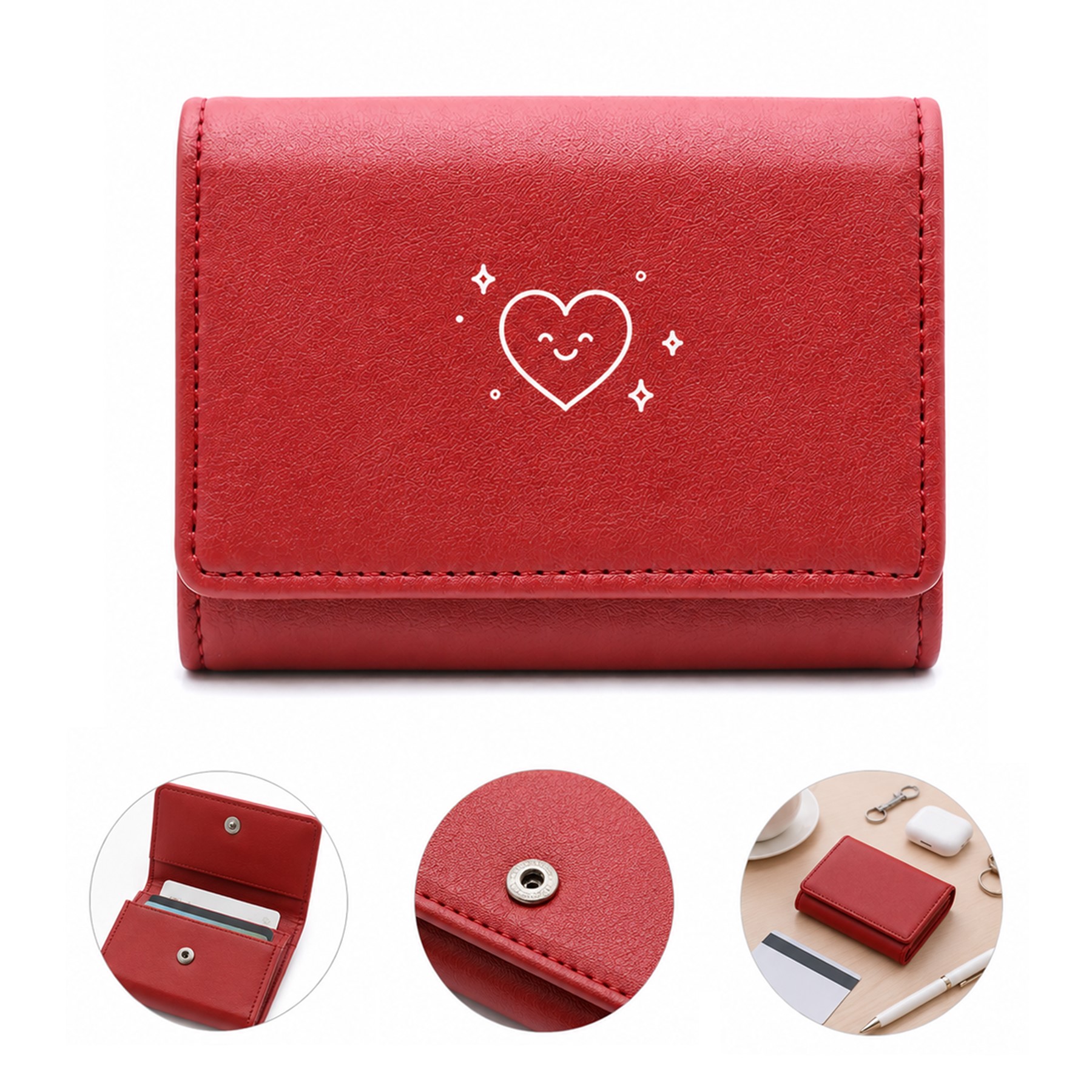Compact PU Foldover Card Bag