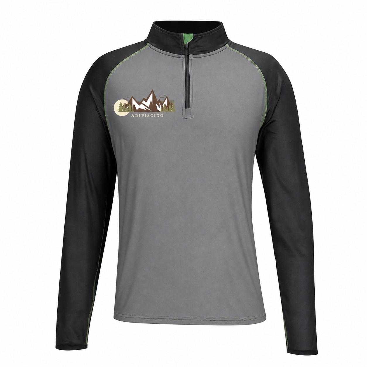 Quarter-Zip Neckline Raglan Sleeves Sweatshirt — Gray