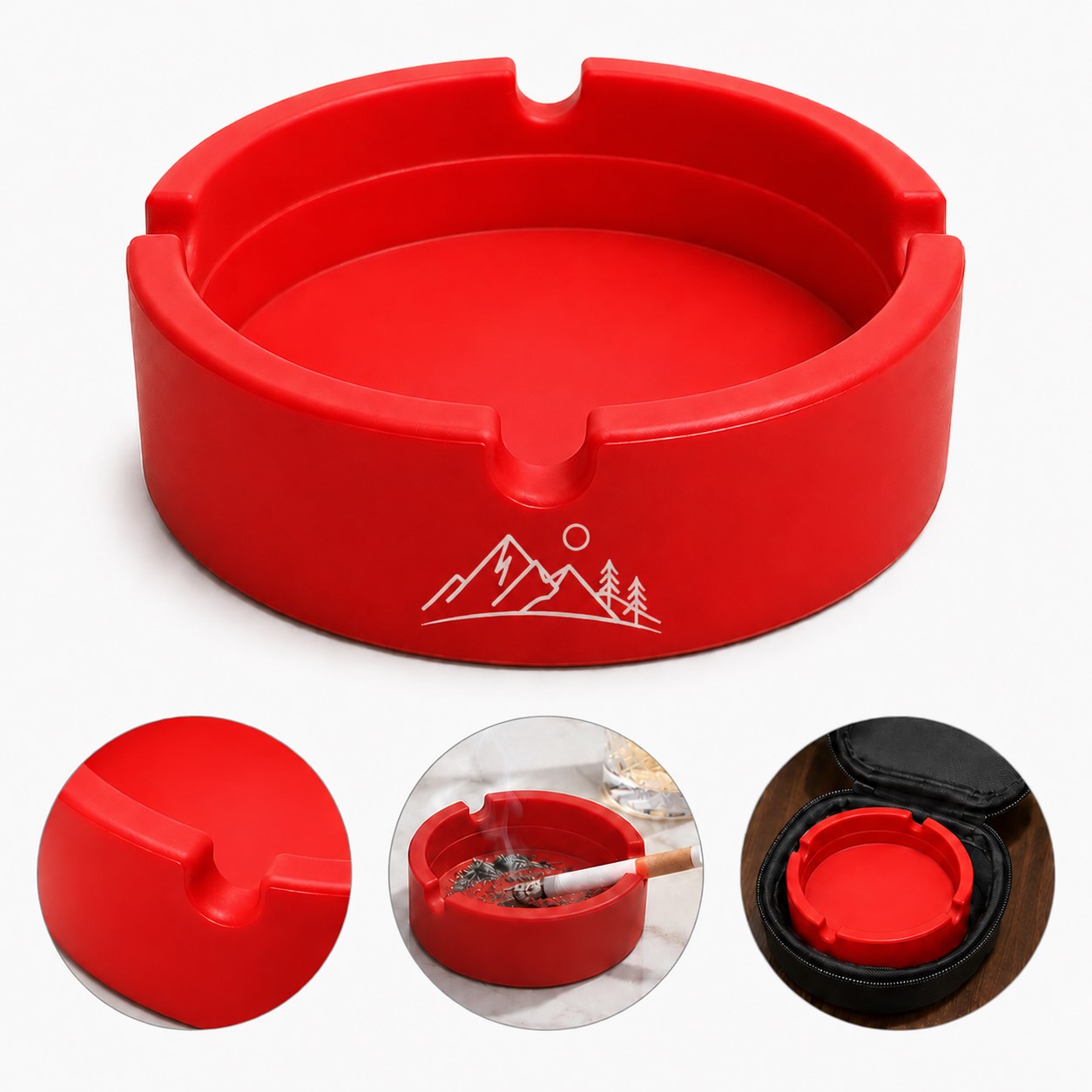 Round Stainless Steel Travel Ashtray