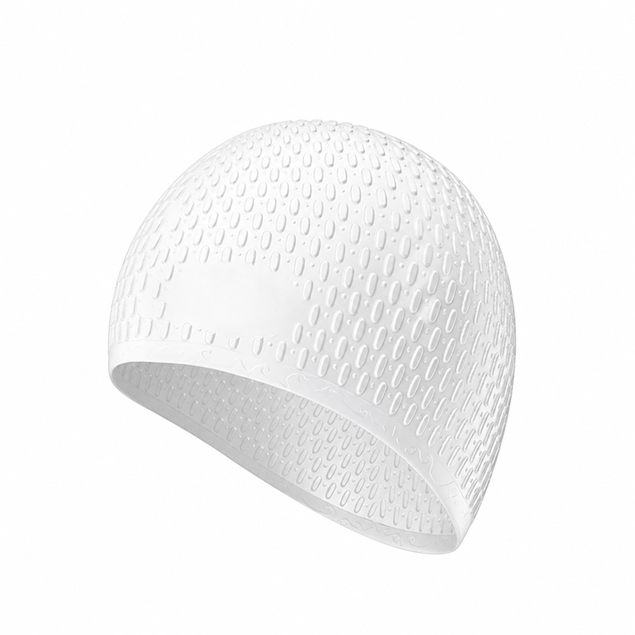 Water Drop Silicone Swim Cap — White