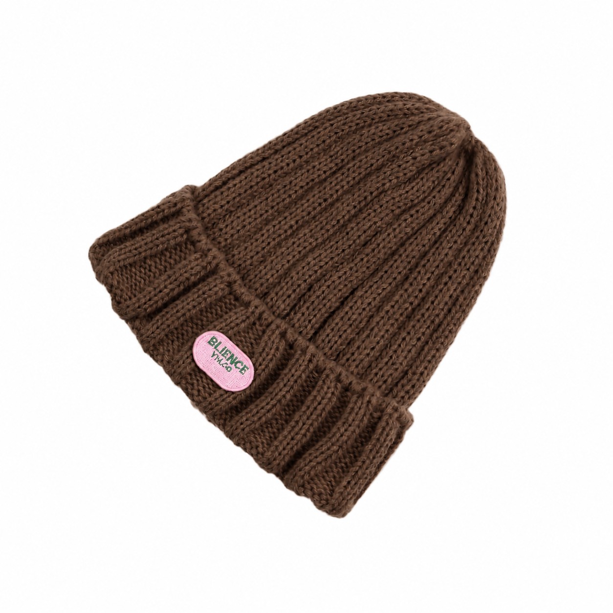 Yarn Cable Knit Cuffed Beanie — Coffee Brown