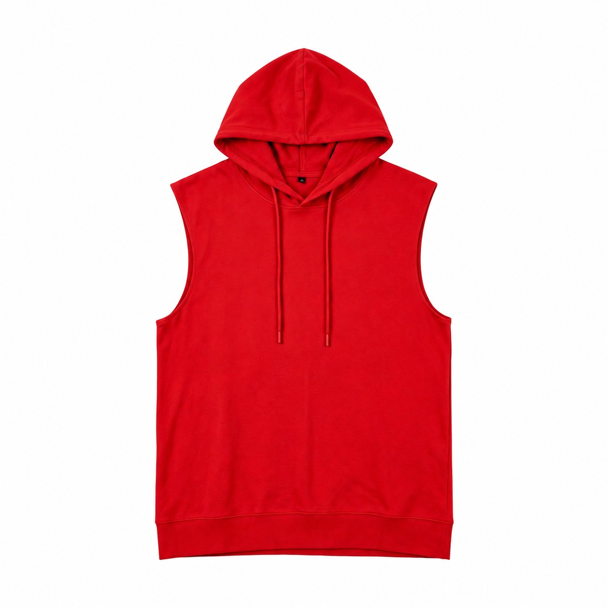 Sleeveless Cotton Gym Hoodie — Red
