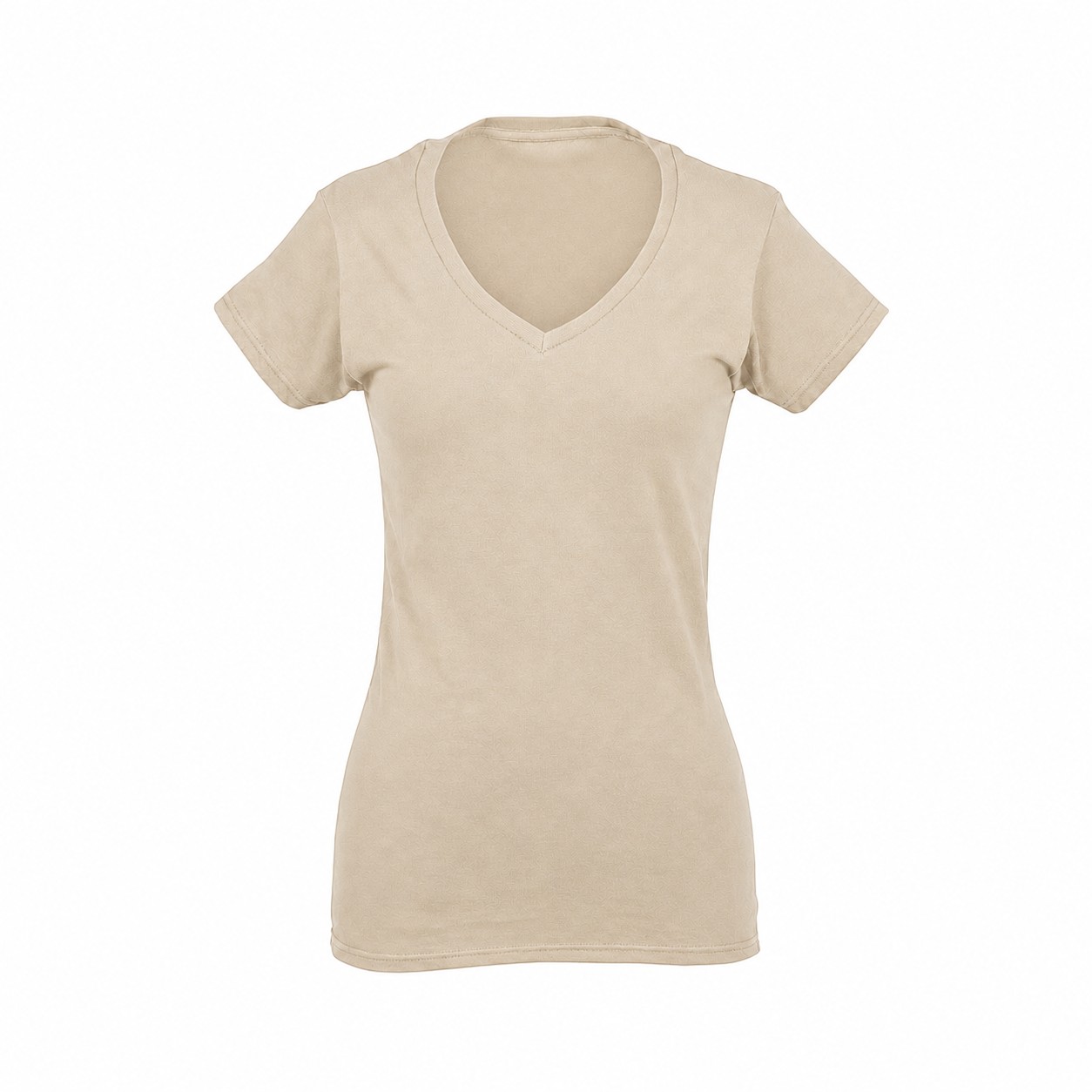 Ladies Soft Ringspun V Neck Tee — Beige