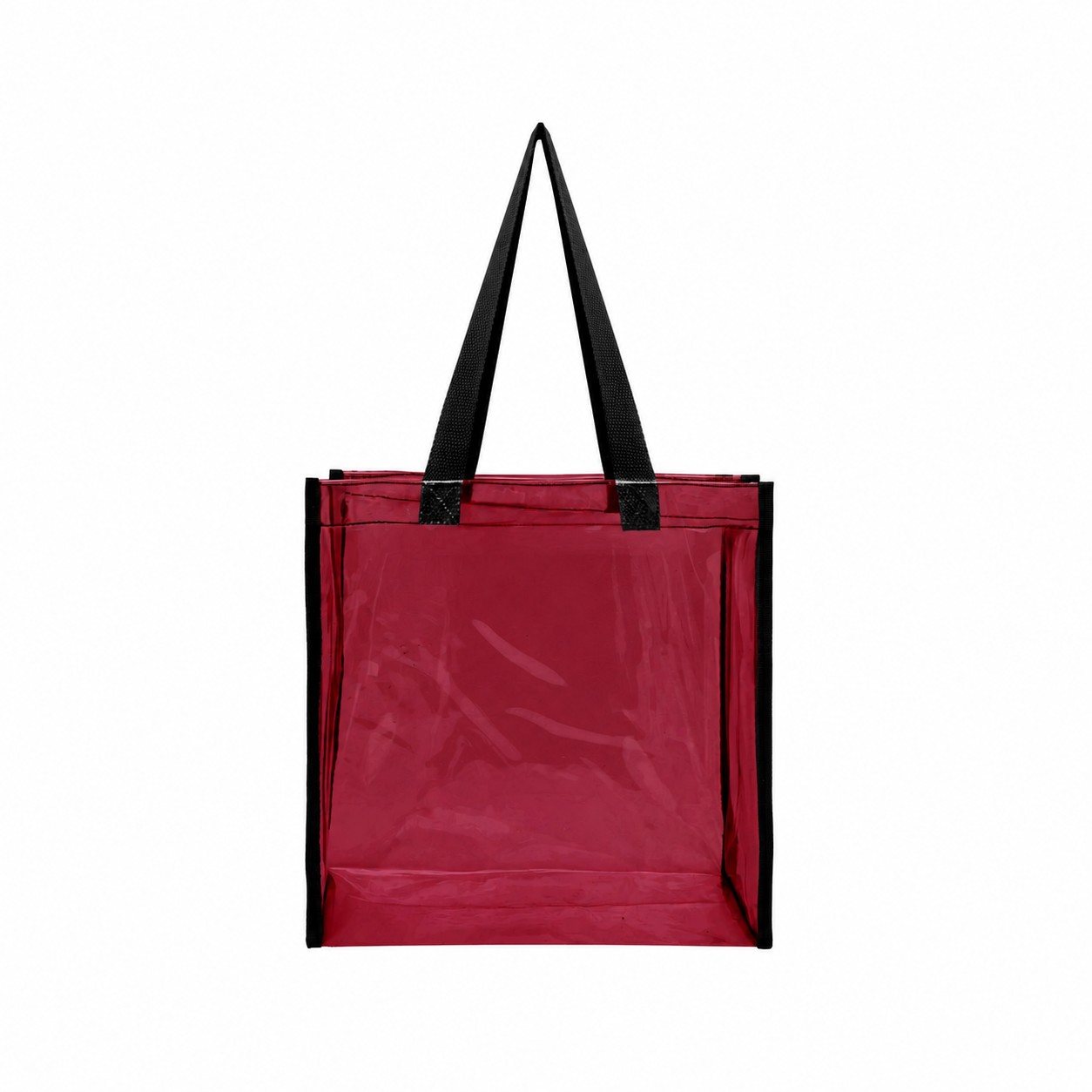 Clear PVC Tote Bag — Burgundy Red