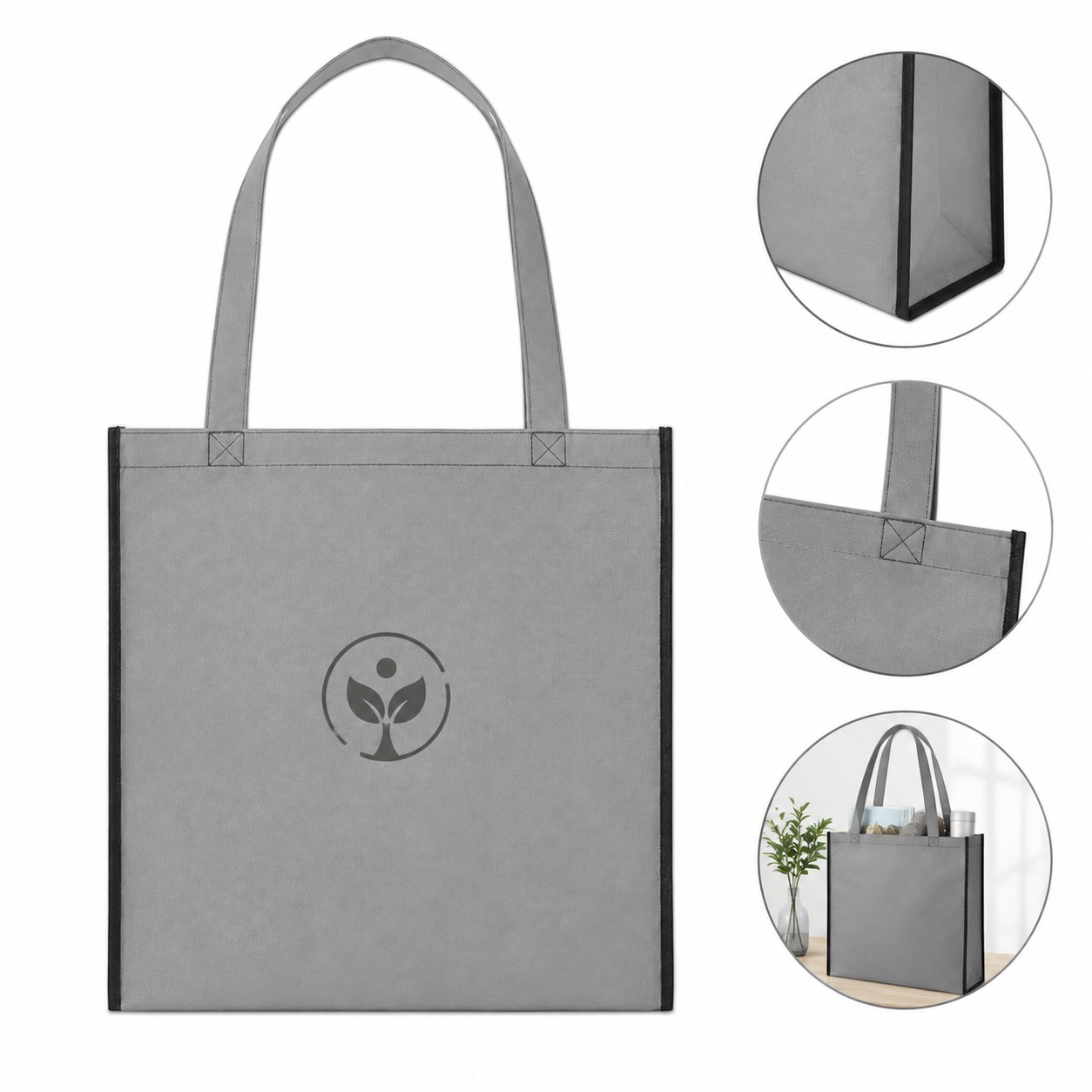 Large Gusseted Polyester Shopping Tote