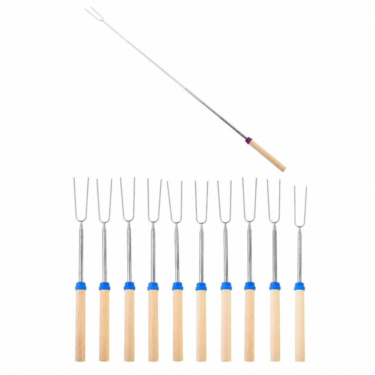 Five Piece Telescopic Roasting Fork Set — Blue