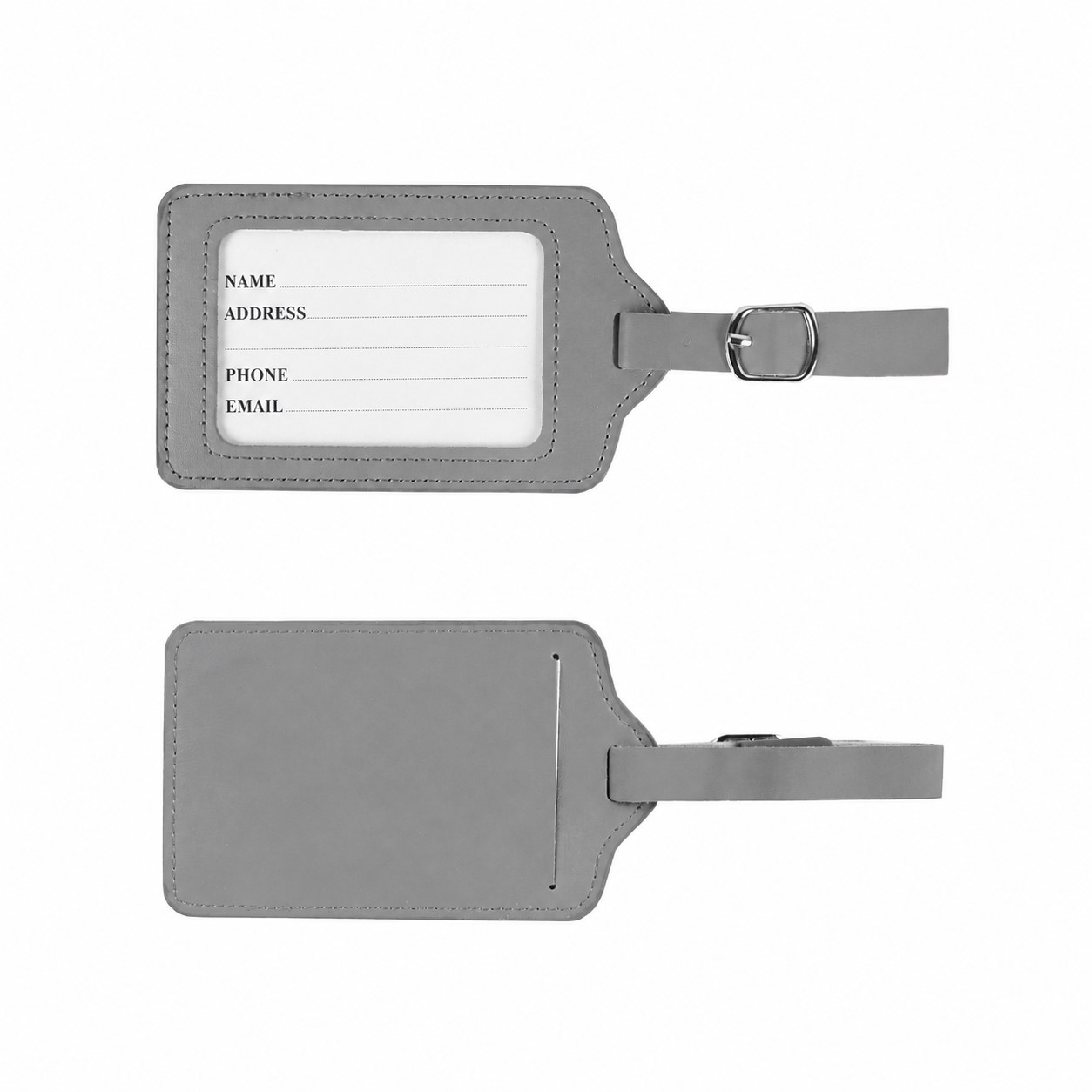 PU Leather Window Luggage Tag — Gray