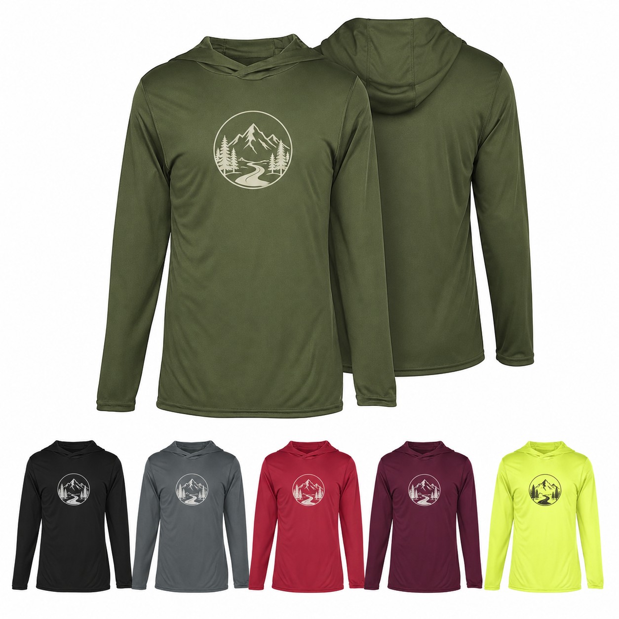 Polyester Hooded Long Sleeve Tee