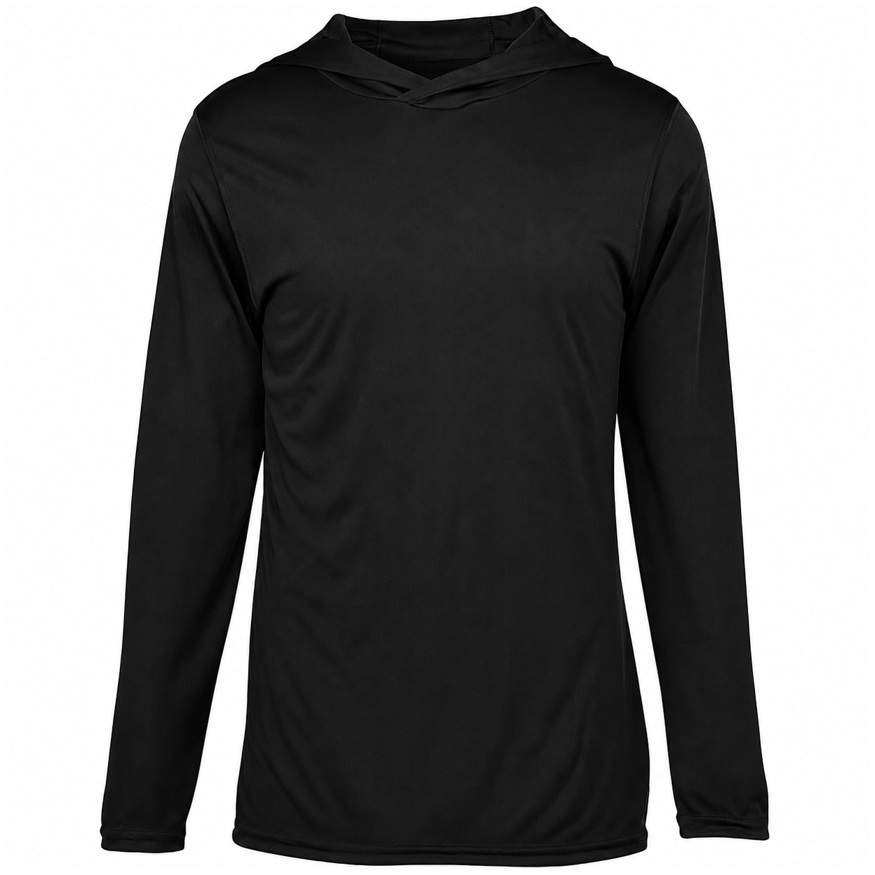 Polyester Hooded Long Sleeve Tee — Black